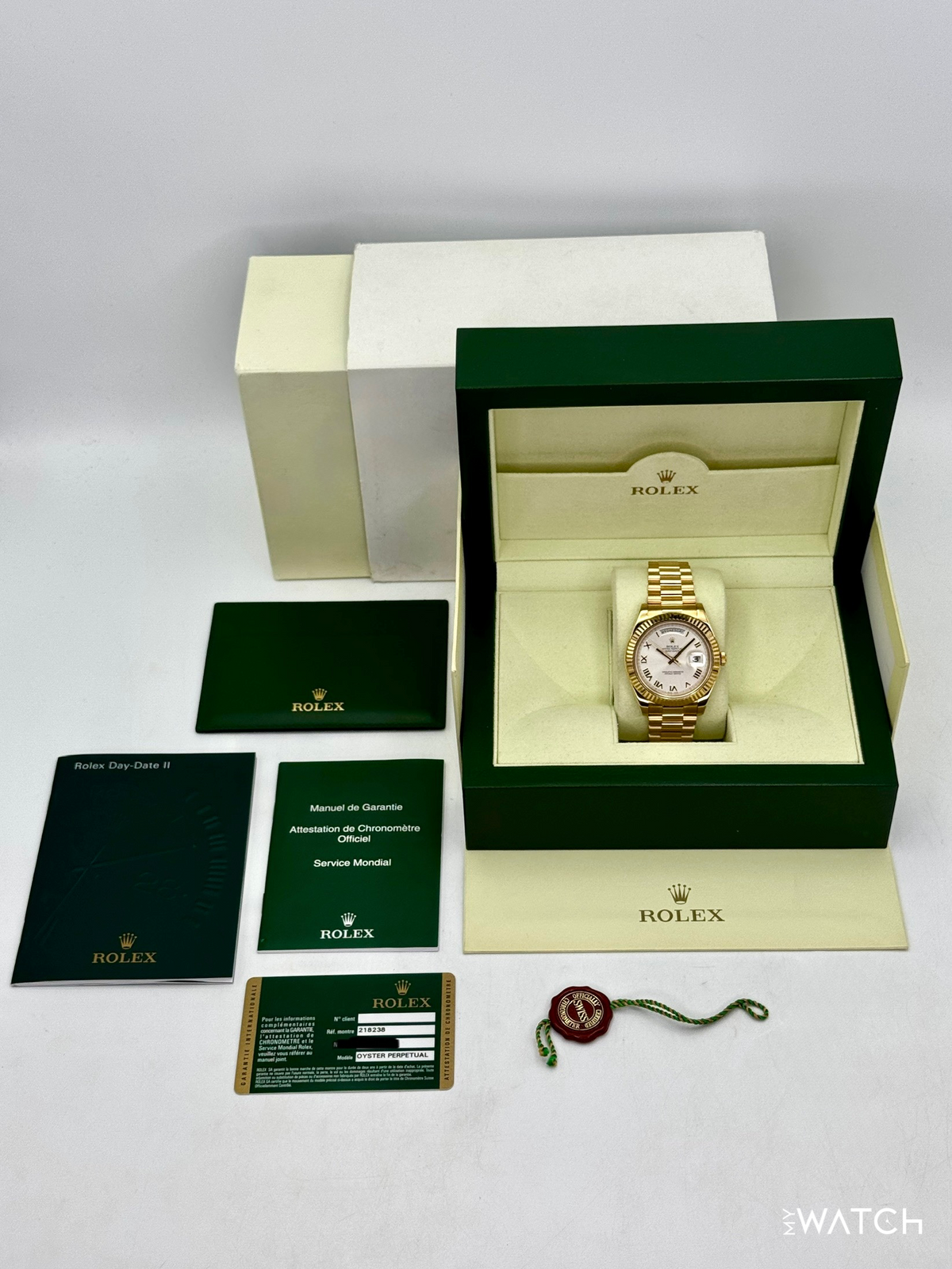 2012 Rolex Day-Date II 41mm 218238 Presidential Yellow Gold Silver Dial
