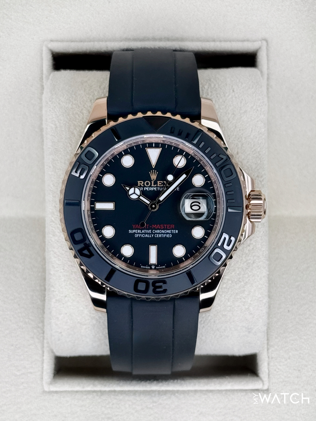 2023 Rolex Yacht-Master 40mm 126655 Rose Gold Oysterflex Black Dial