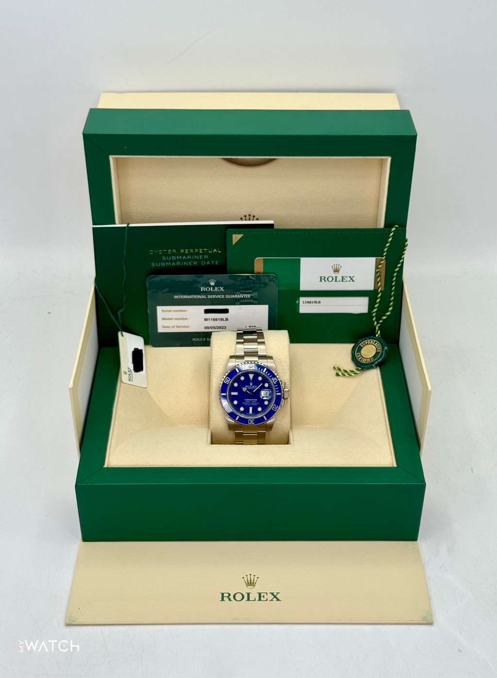 2018 Rolex Submariner "Smurf" 40mm 116619LB White Gold Blue Dial