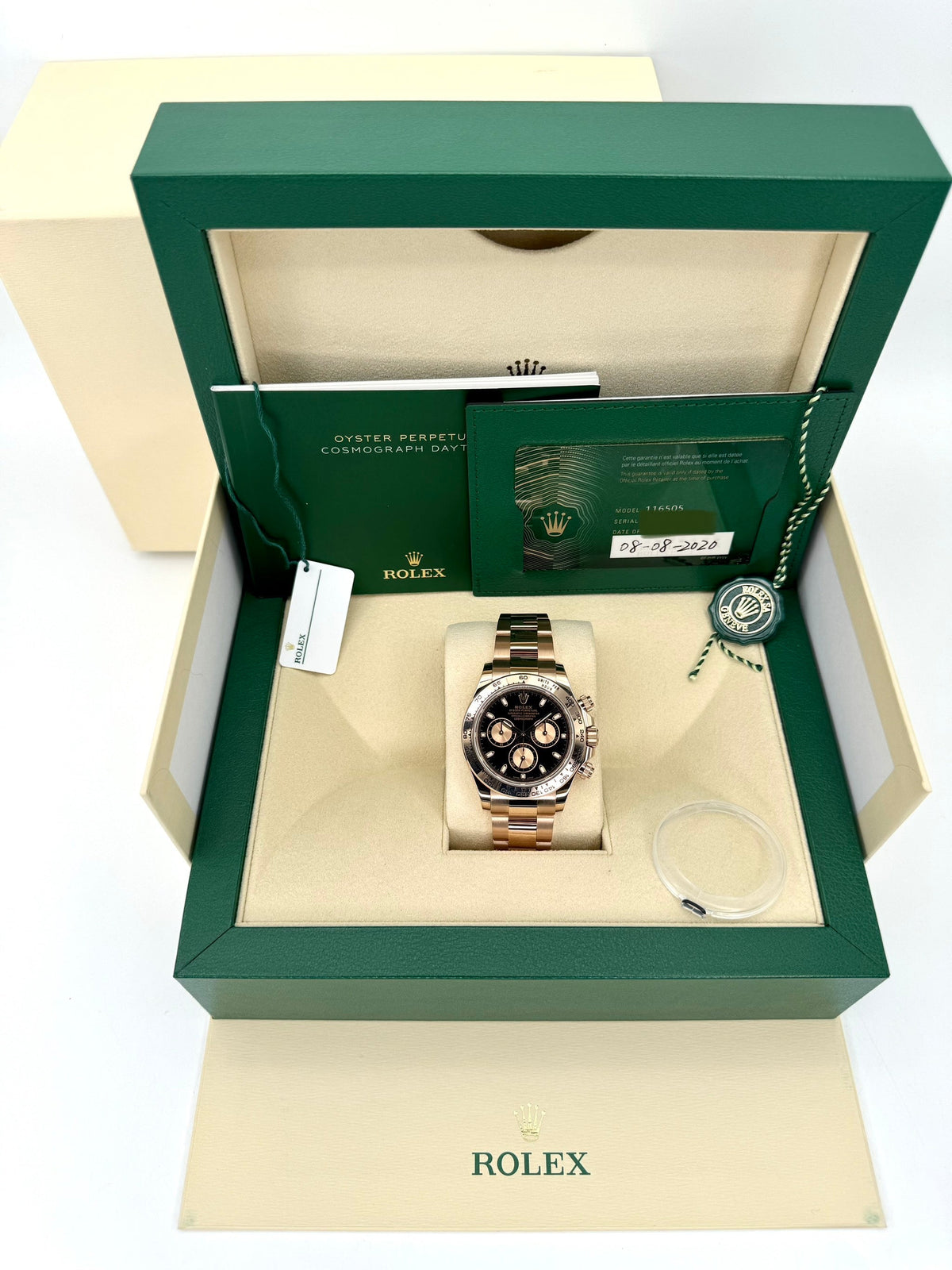 2020 Rolex Daytona 40mm116505 Rose Gold Black Dial