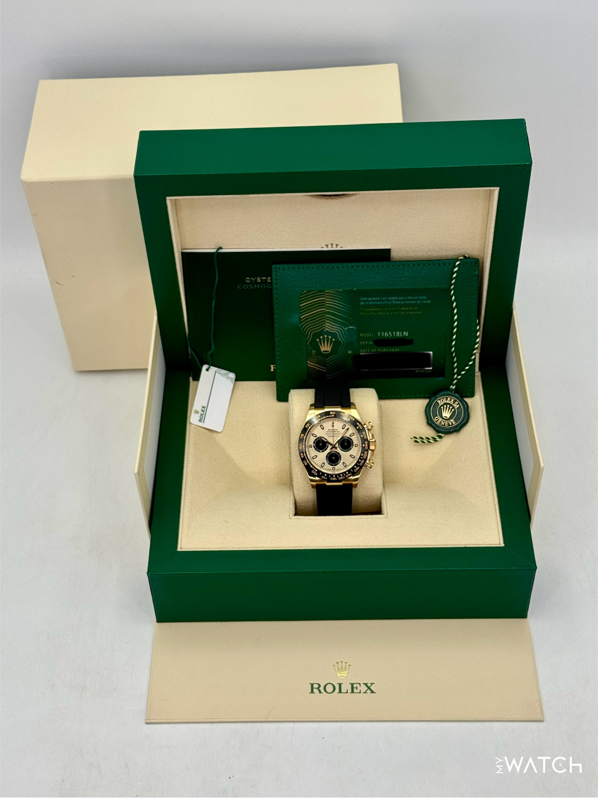 2023 Rolex Daytona 40mm 116518LN 18K Yellow Gold Oysterflex Champagne Dial