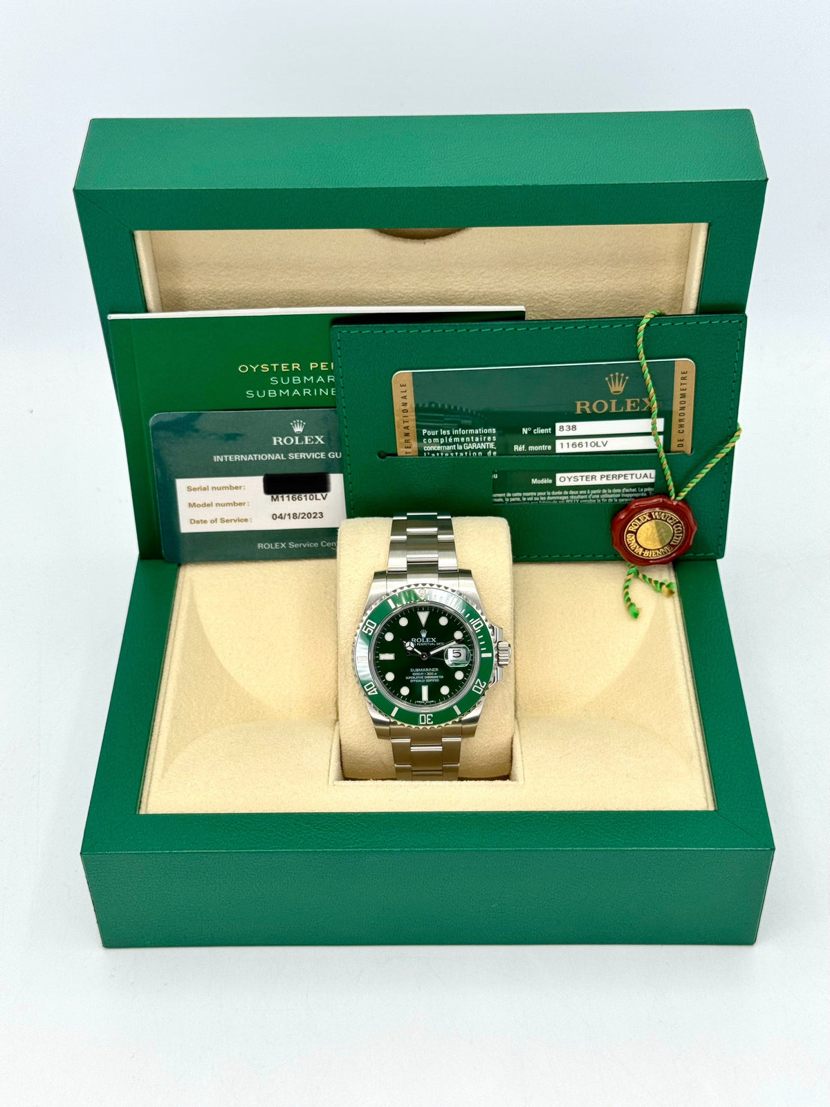 2014 Rolex Submariner "Hulk" 40mm 116610LV Green Dial