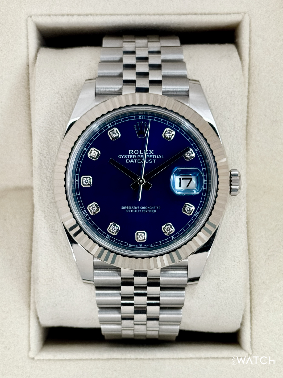 2020 Rolex Datejust 41mm 126334 Stainless Steel Jubilee Blue Diamond Dial