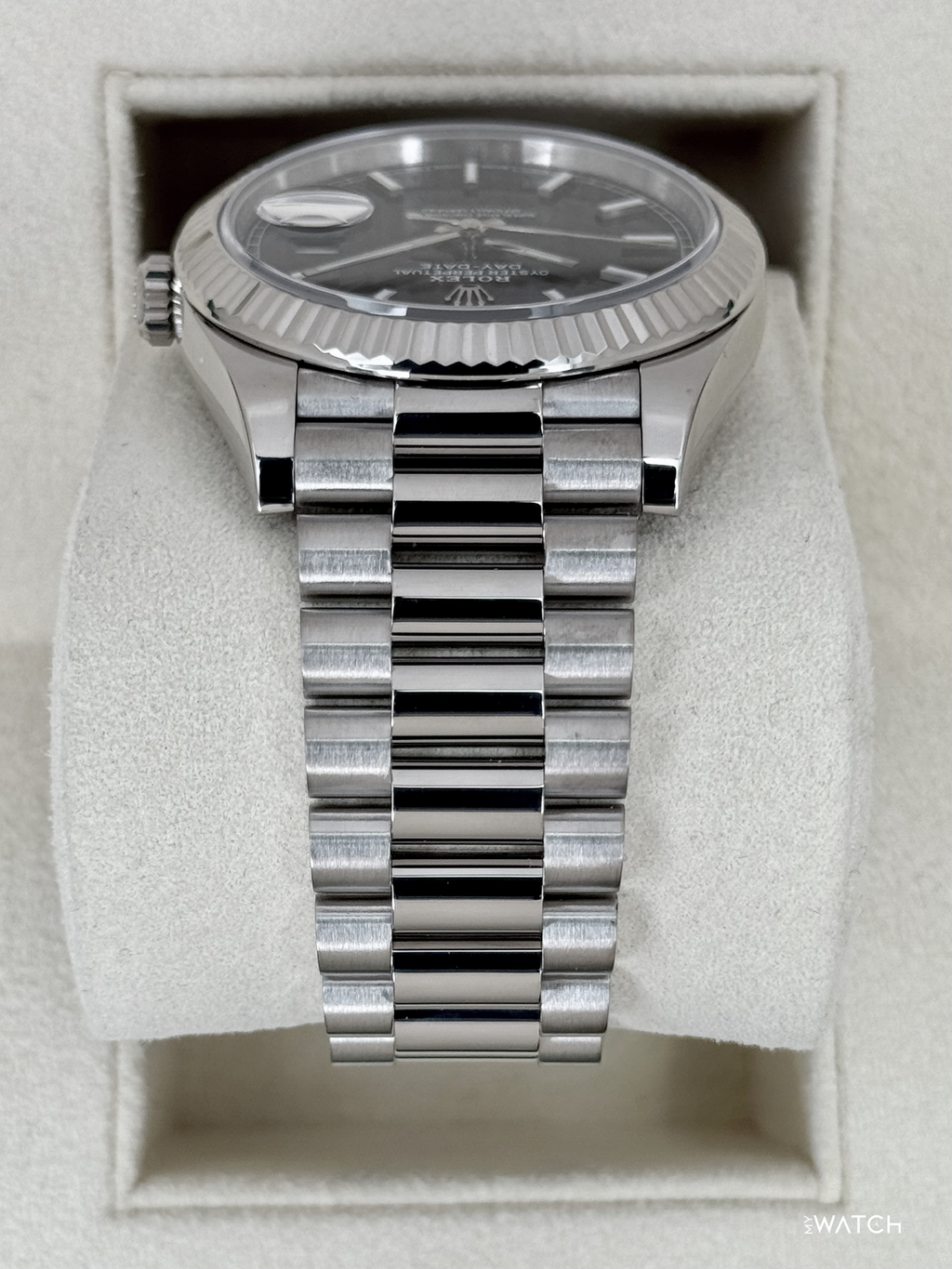 2025 Rolex Day-Date 40mm 228239 Presidential 18kt White Gold Black Dial
