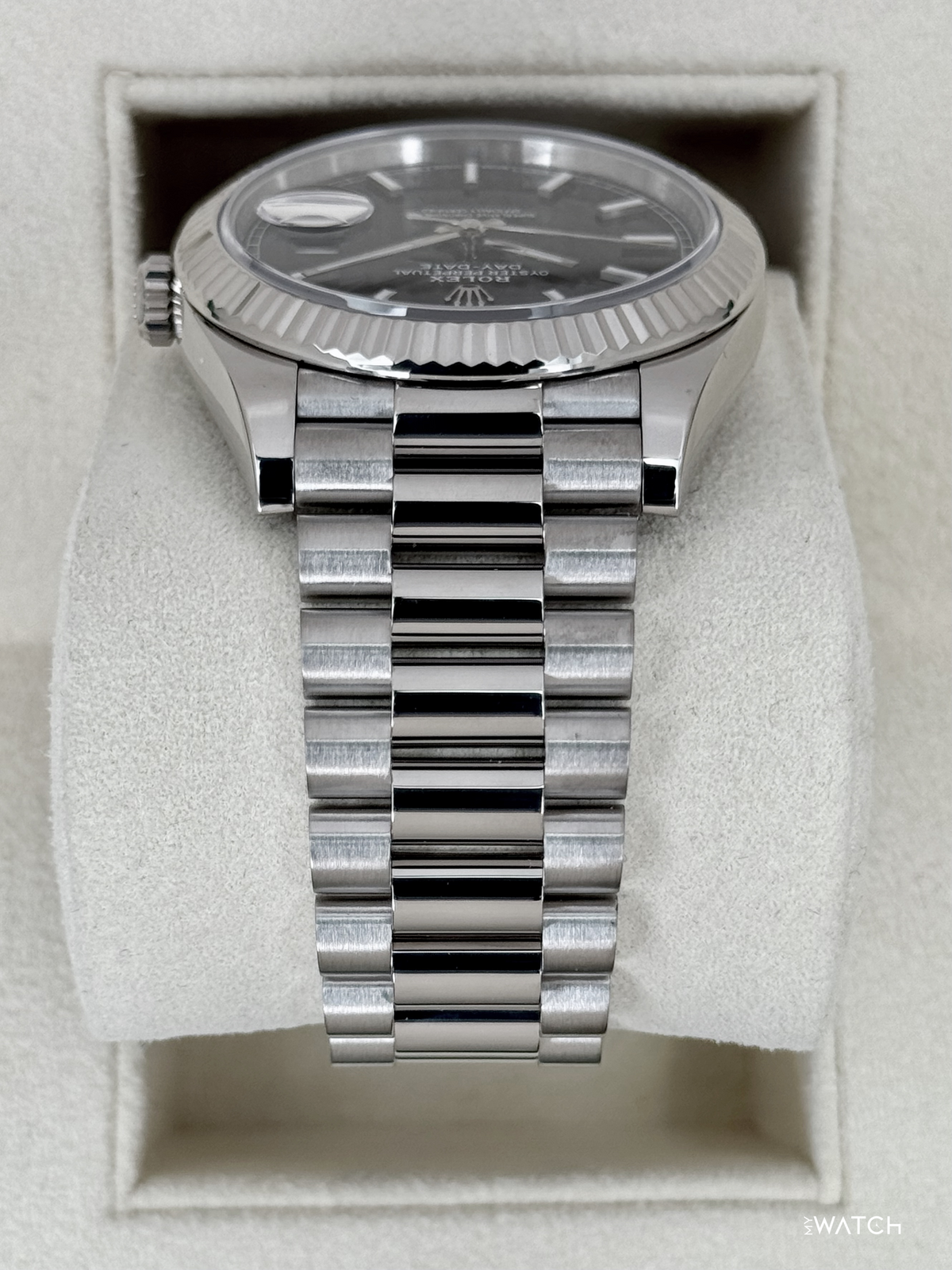 2025 Rolex Day-Date 40mm 228239 Presidential 18kt White Gold Black Dial