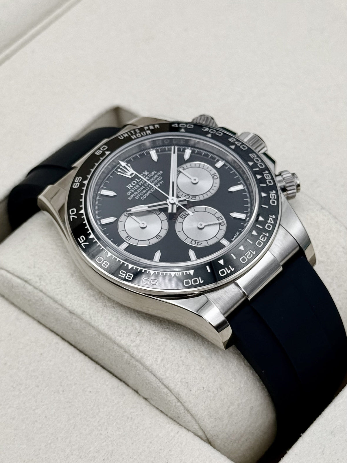 2025 Rolex Daytona 40mm 126519LN White Gold Oysterflex Black Dial