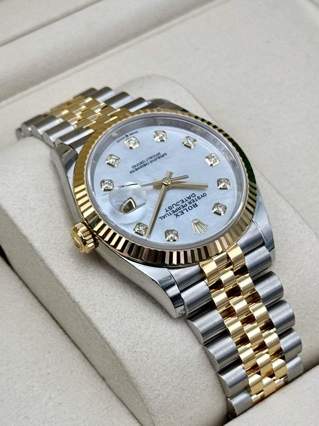 NEW 2026 Rolex Datejust 36mm 126233 Two-Tone Jubilee Mother of Pearl Diamond Dial