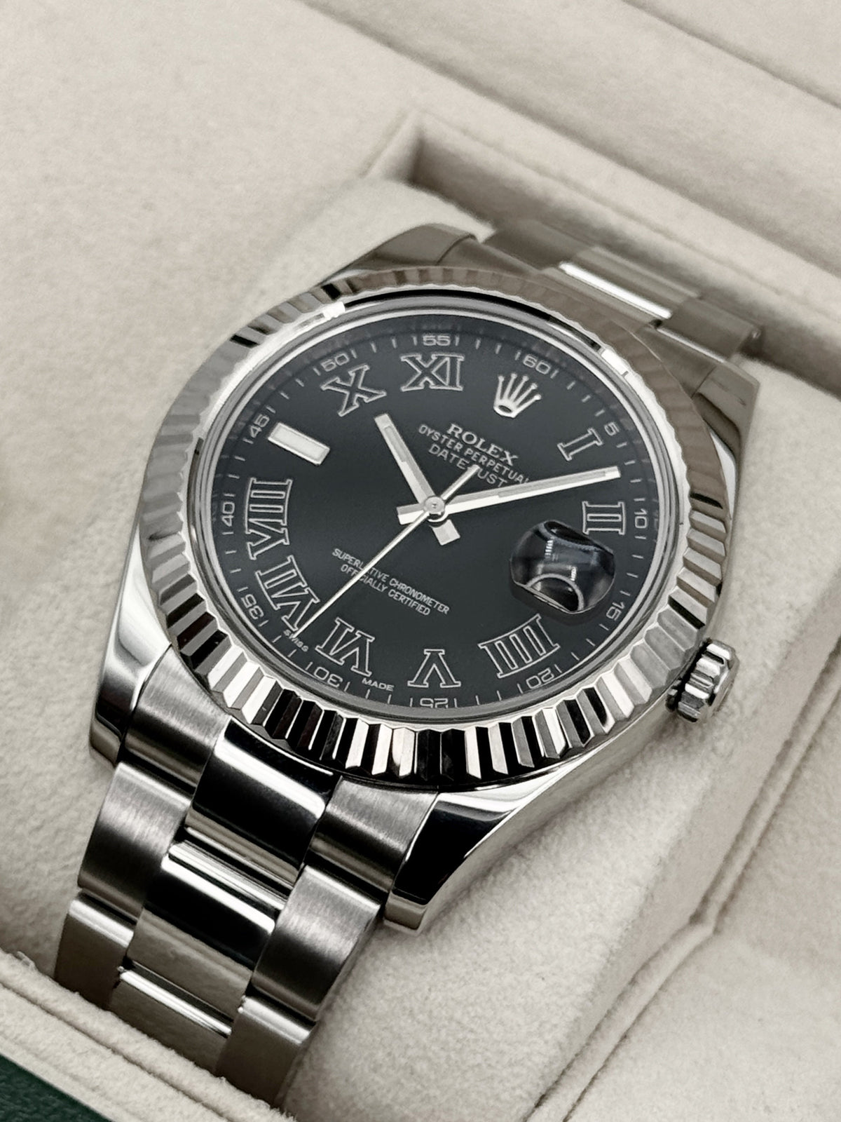 2003 Rolex Datejust II 41mm 116334 Stainless Steel Oyster Black Dial