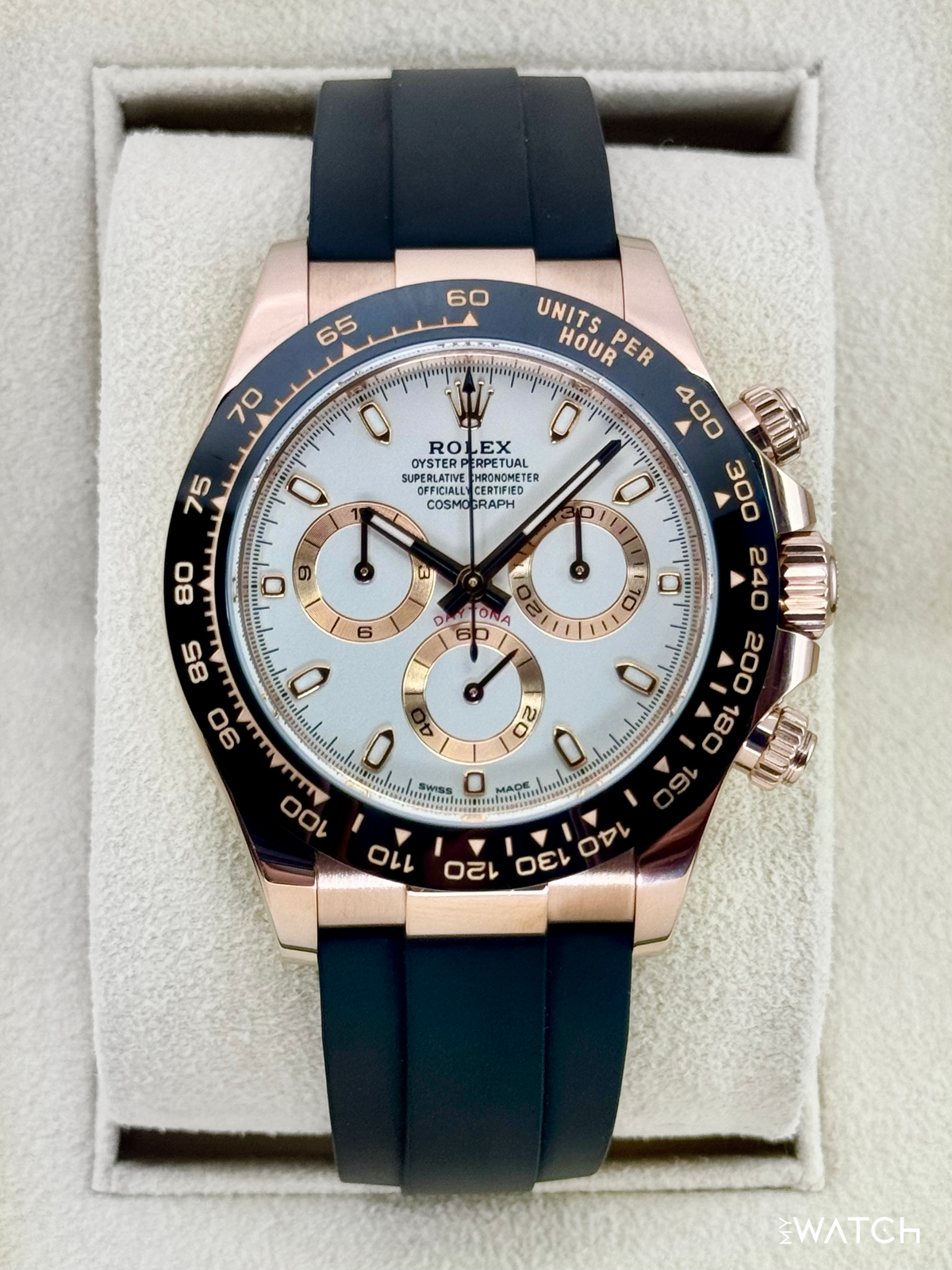 2022 Rolex Daytona 40mm 116515LN Rose Gold Oysterflex White Dial