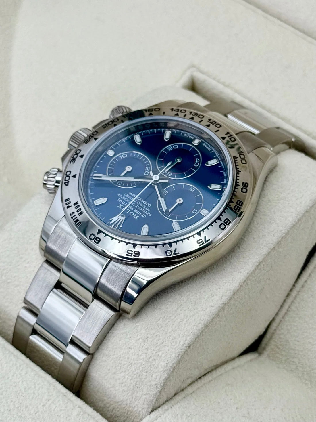 2019 Rolex Daytona 40mm 116509 White Gold Blue Dial