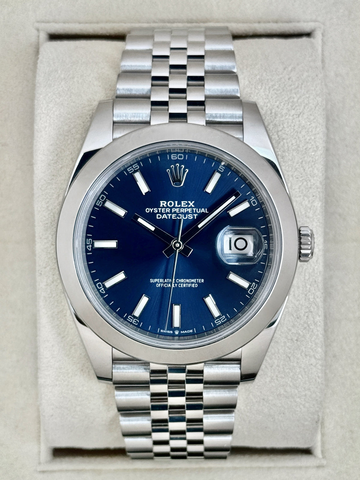 2019 Rolex Datejust 41mm 126300 Stainless Steel Jubilee Blue Dial