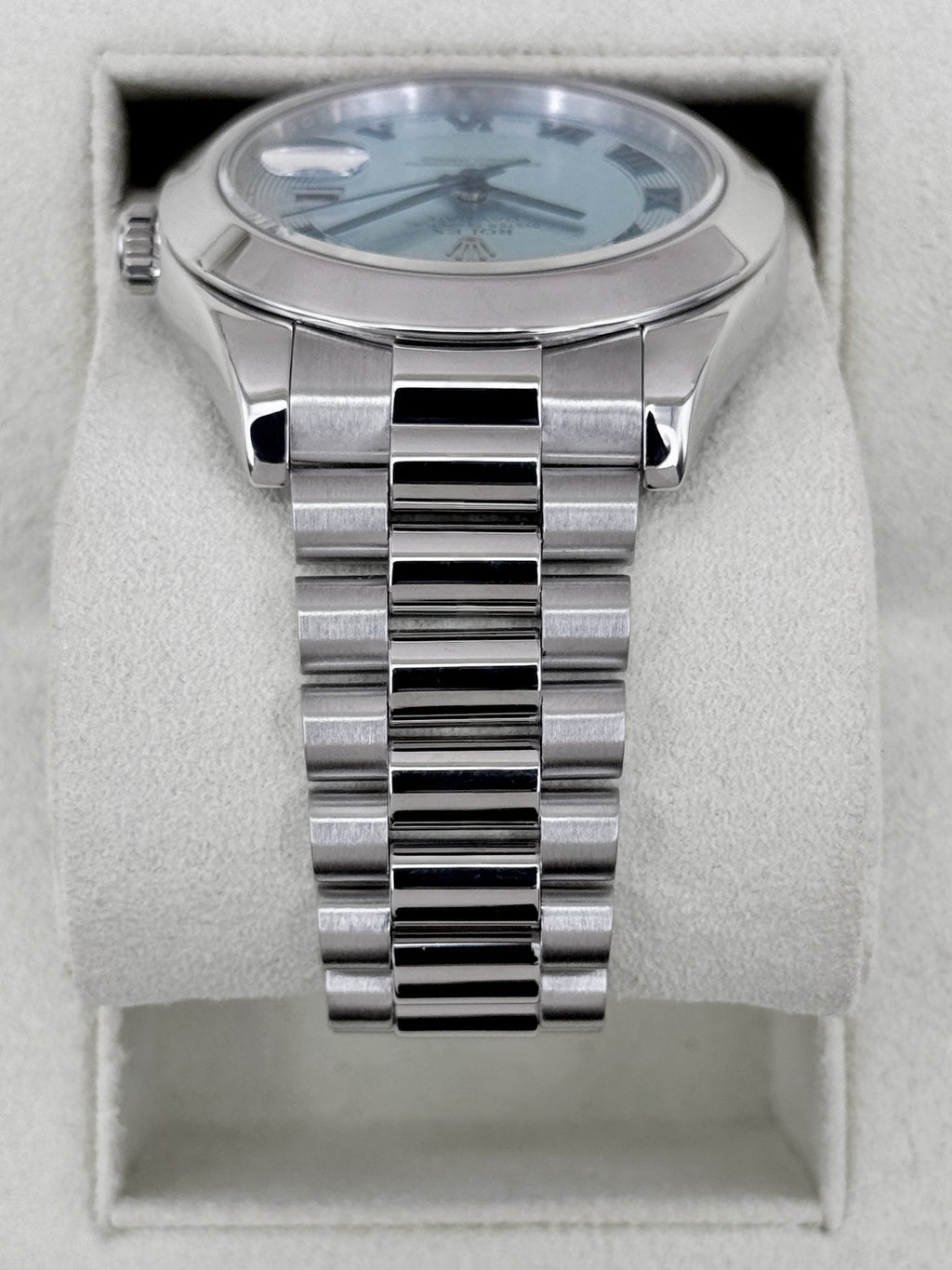 2014 Rolex Day-Date II 41mm 218206 Platinum Ice Blue Roman Numeral Dial