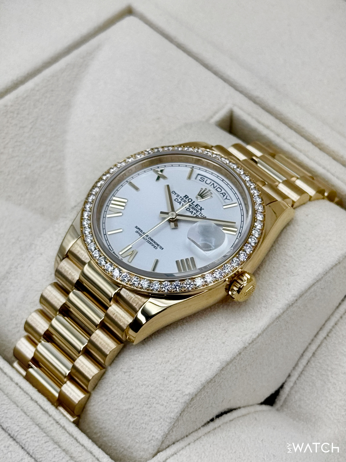 2024 Rolex Day-Date 36mm 128348RBR Presidential Yellow Gold White Dial