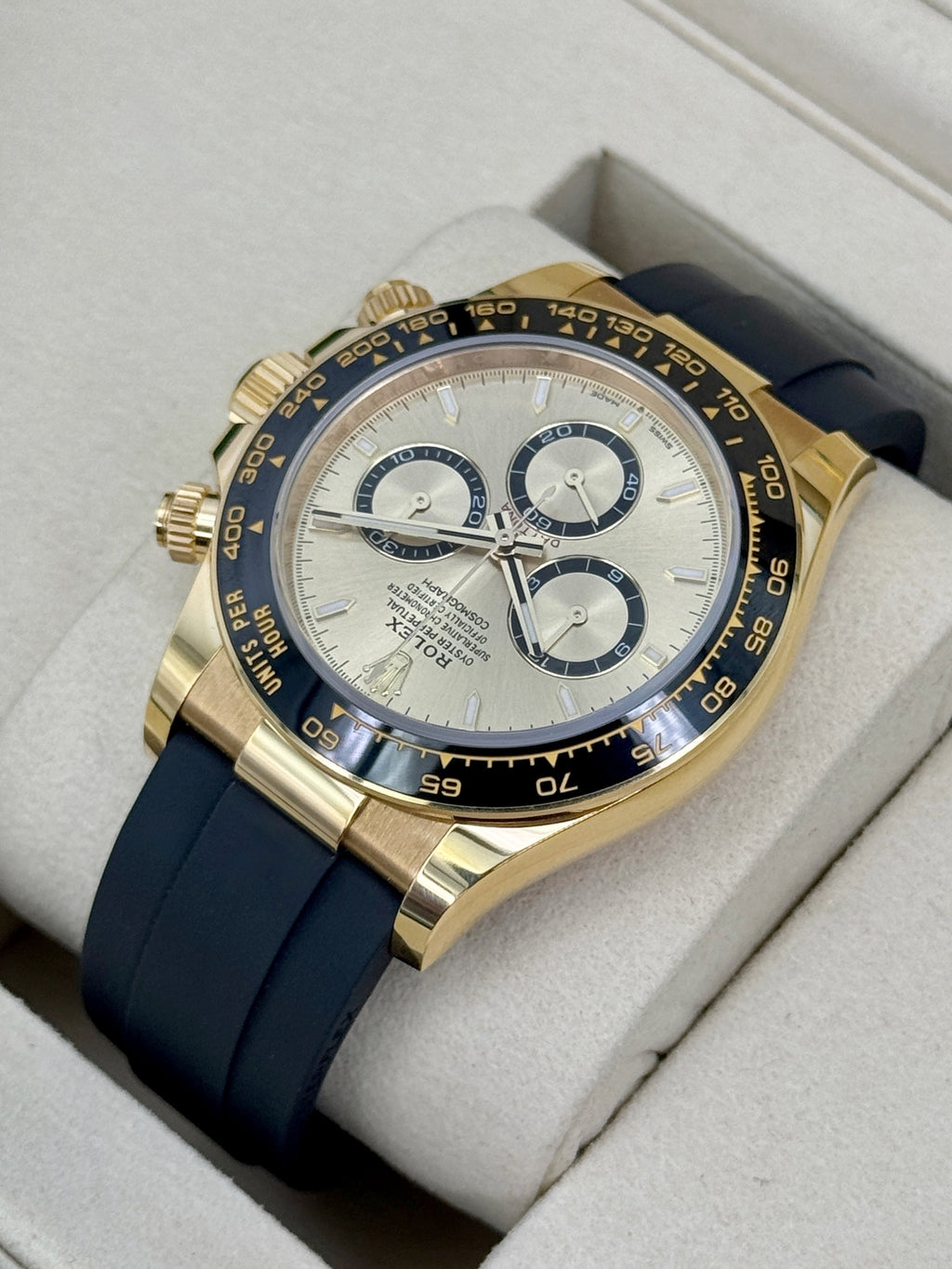 2025 Rolex Daytona 40mm 126518LN Yellow Gold Oysterflex Champagne Dial