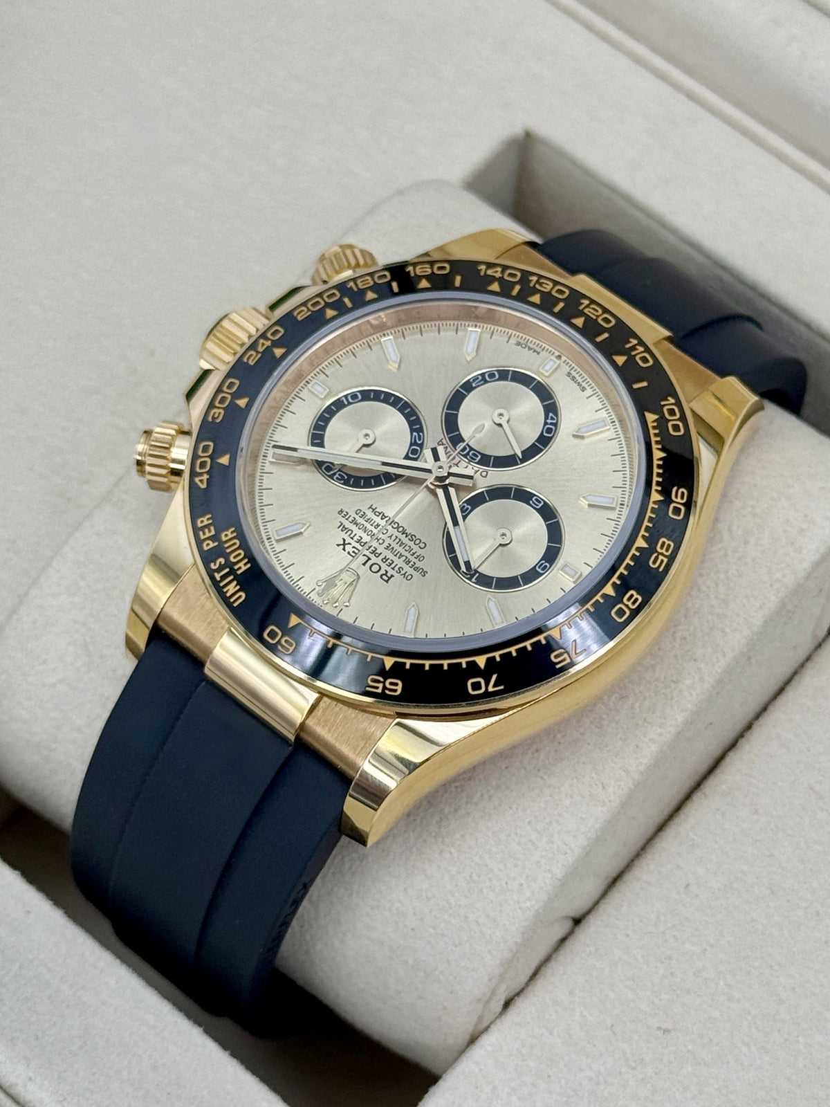 2025 Rolex Daytona 40mm 126518LN Yellow Gold Oysterflex Champagne Dial