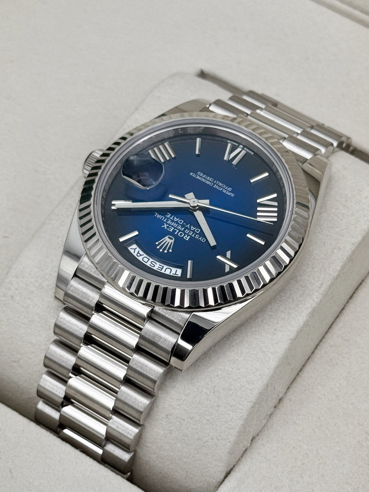 2025 Rolex Day-Date 40mm 228239 Presidential Blue Ombre Dial