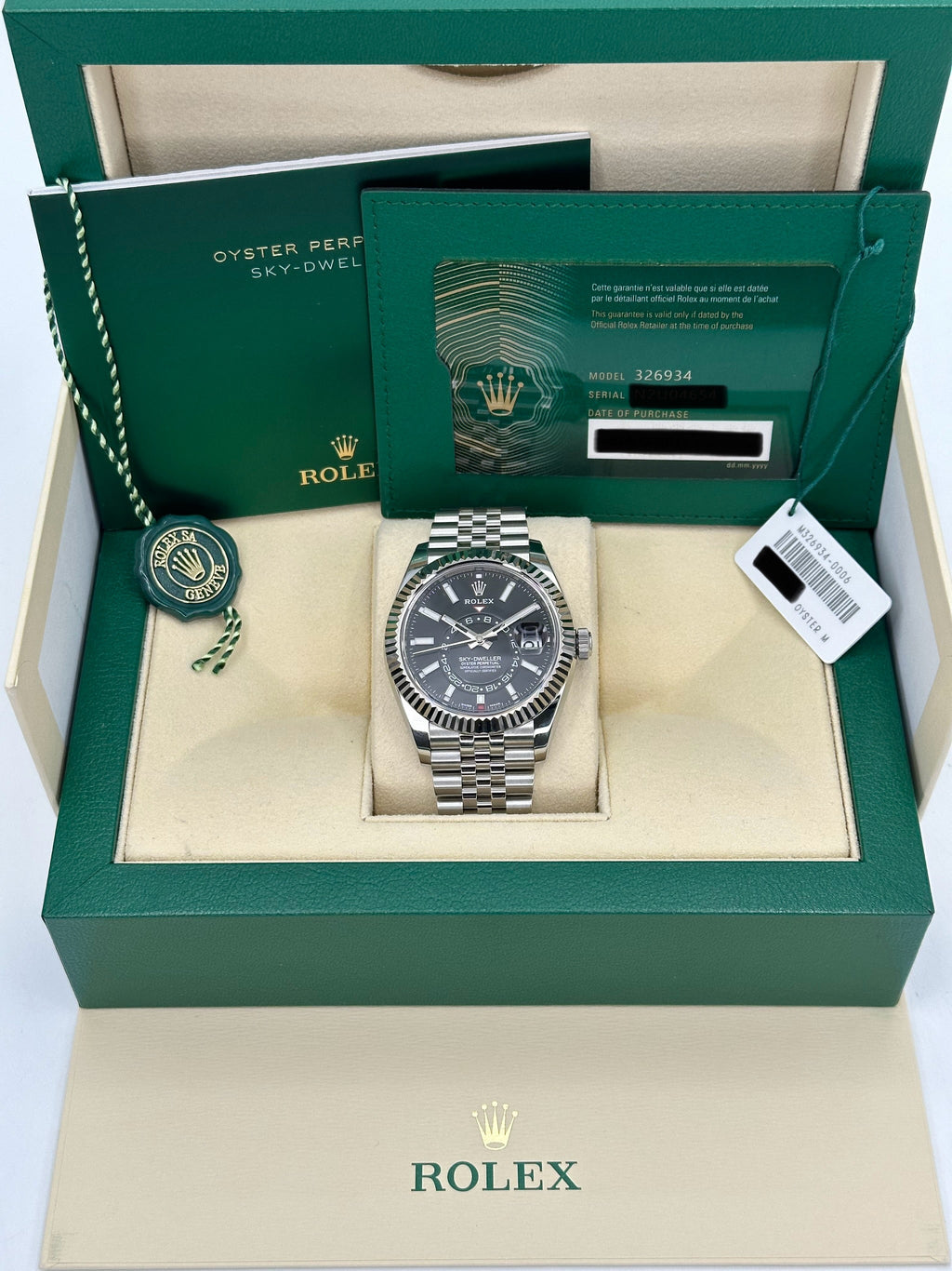 2021 Rolex Sky-Dweller 42mm 326934 Jubilee Black Dial