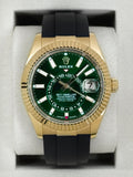 2025 Rolex Sky-Dweller 42mm 336238 Yellow Gold Oysterflex Green Dial