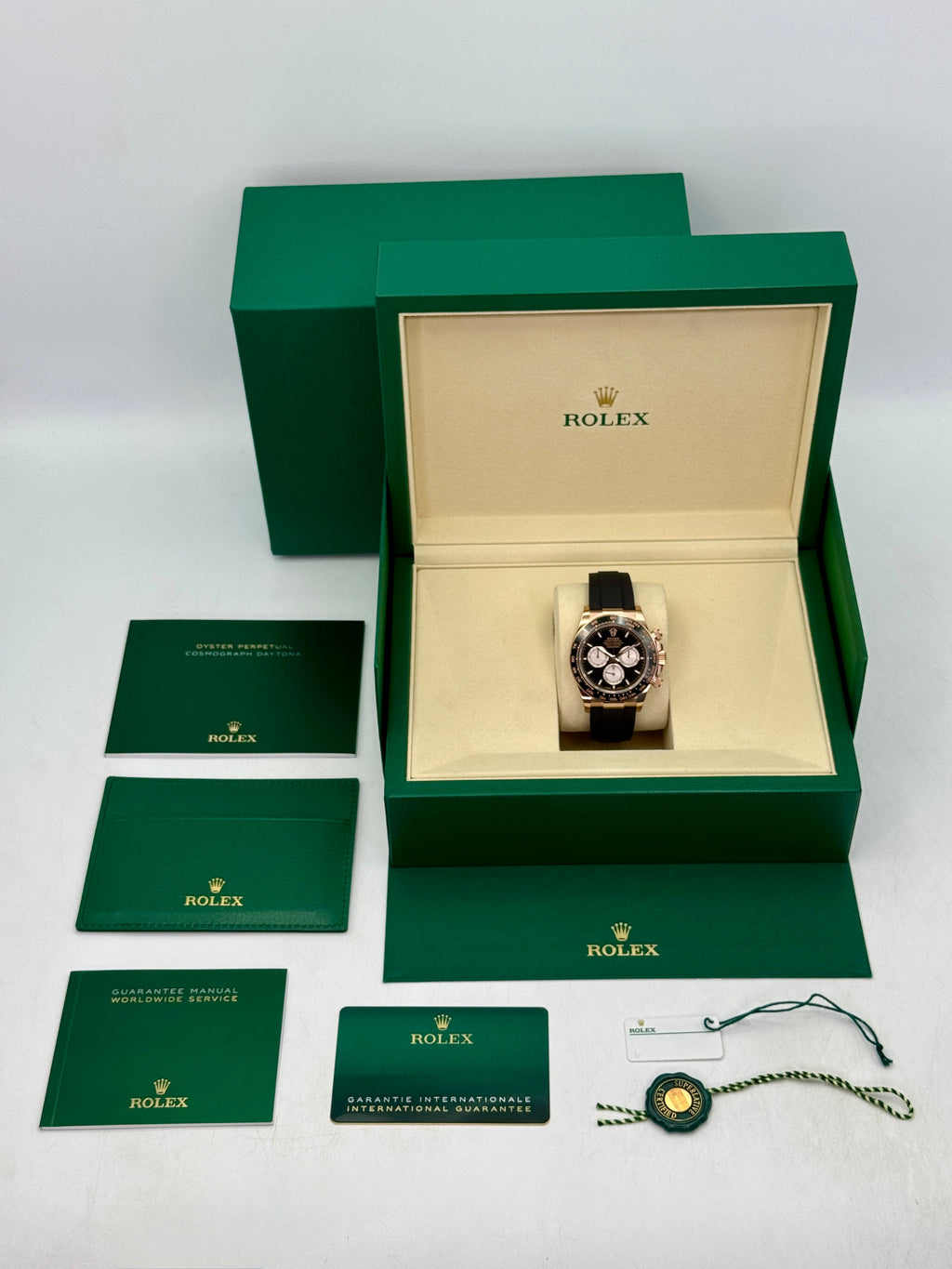 NEW 2025 Rolex Daytona 40mm 126515LN Rose Gold Oysterflex Black Dial