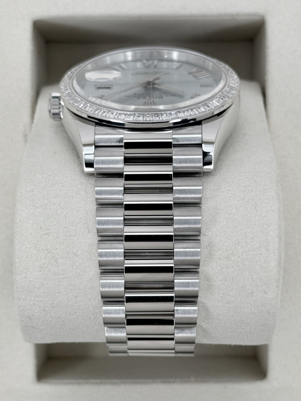 NEW 2026 Rolex Day-Date 36mm 128396TBR Ice Blue Roman Numeral Dial