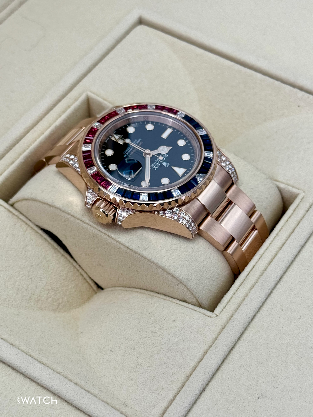 2021 Rolex GMT-Master II 40mm 126755SARU Rose Gold Sapphire and Ruby