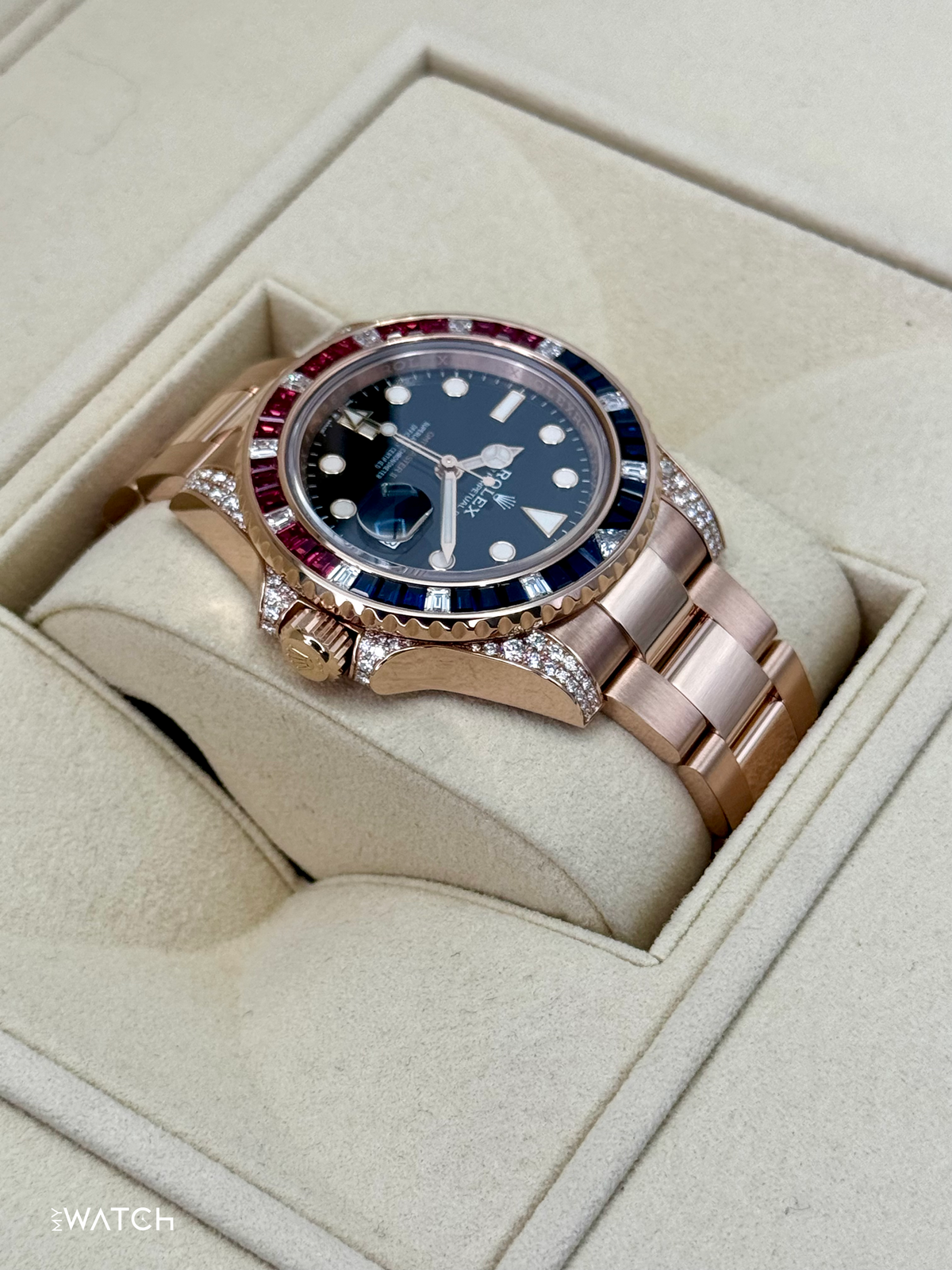 2021 Rolex GMT-Master II 40mm 126755SARU Rose Gold Sapphire and Ruby