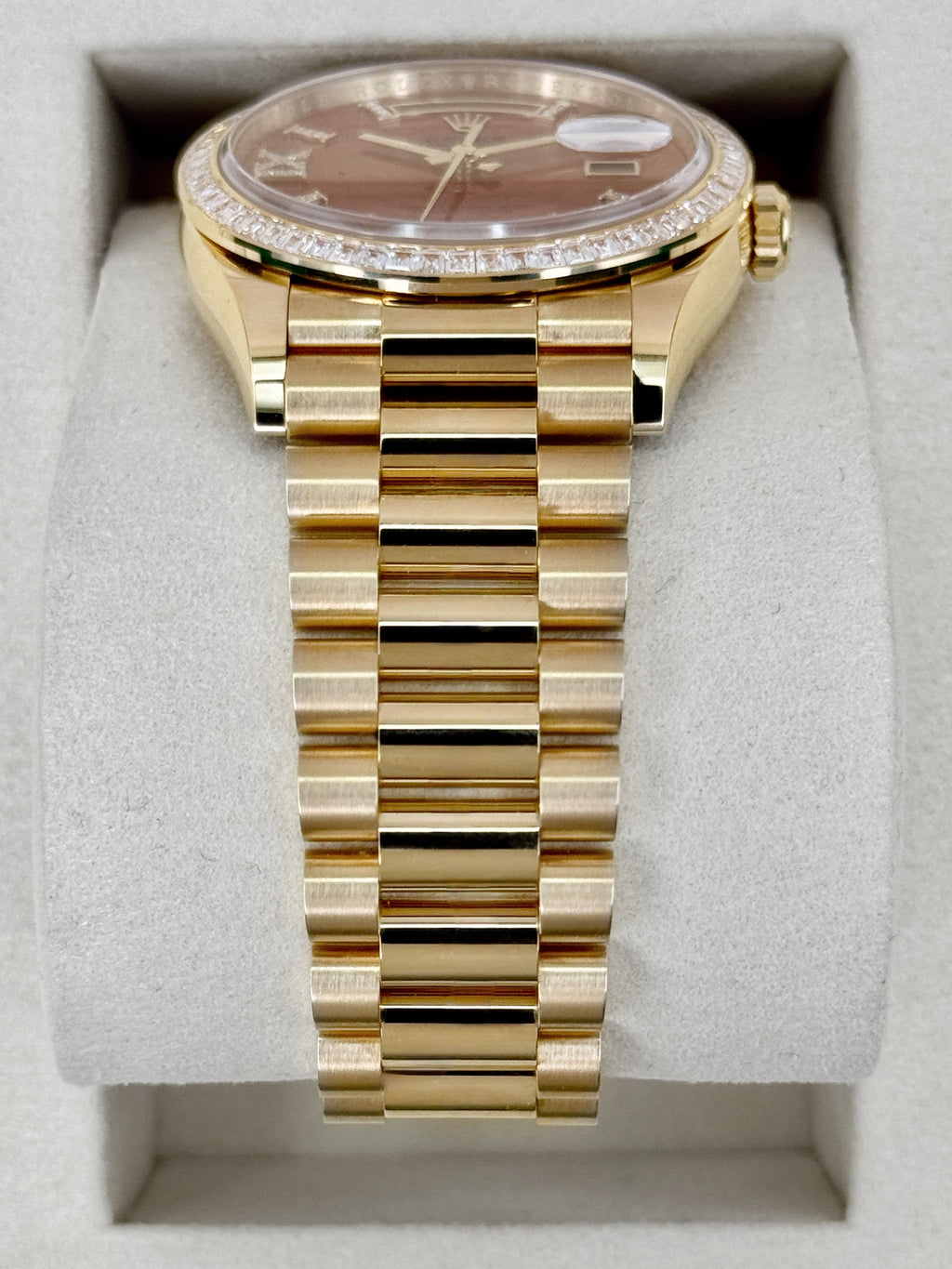 NEW 2026 Rolex Day-Date 36mm 128398TBR Presidential Yellow Gold Carnelian Diamond Dial