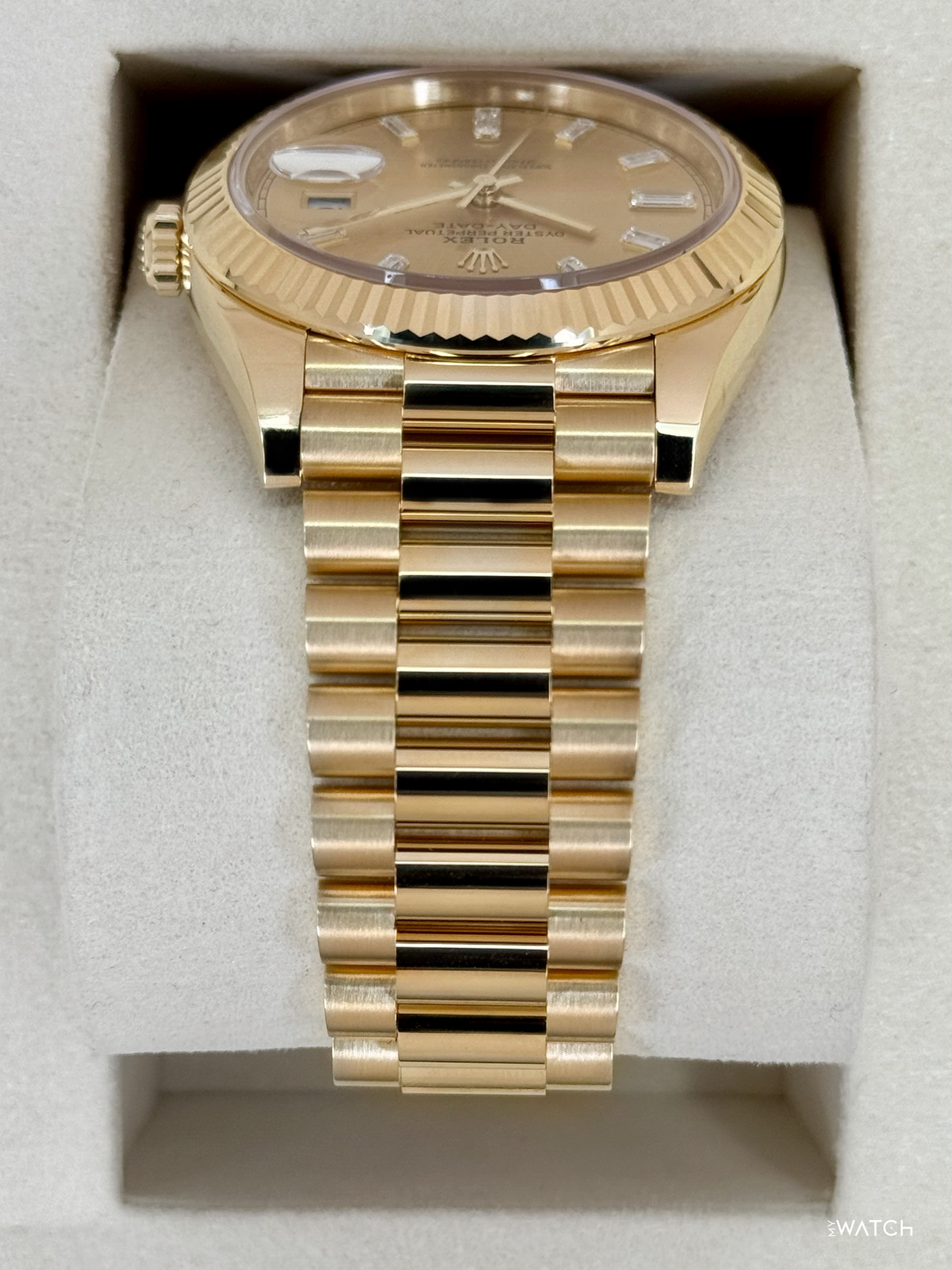 NEW 2026 Rolex Day-Date 40mm 228238 Champagne Diamond Baguette Dial