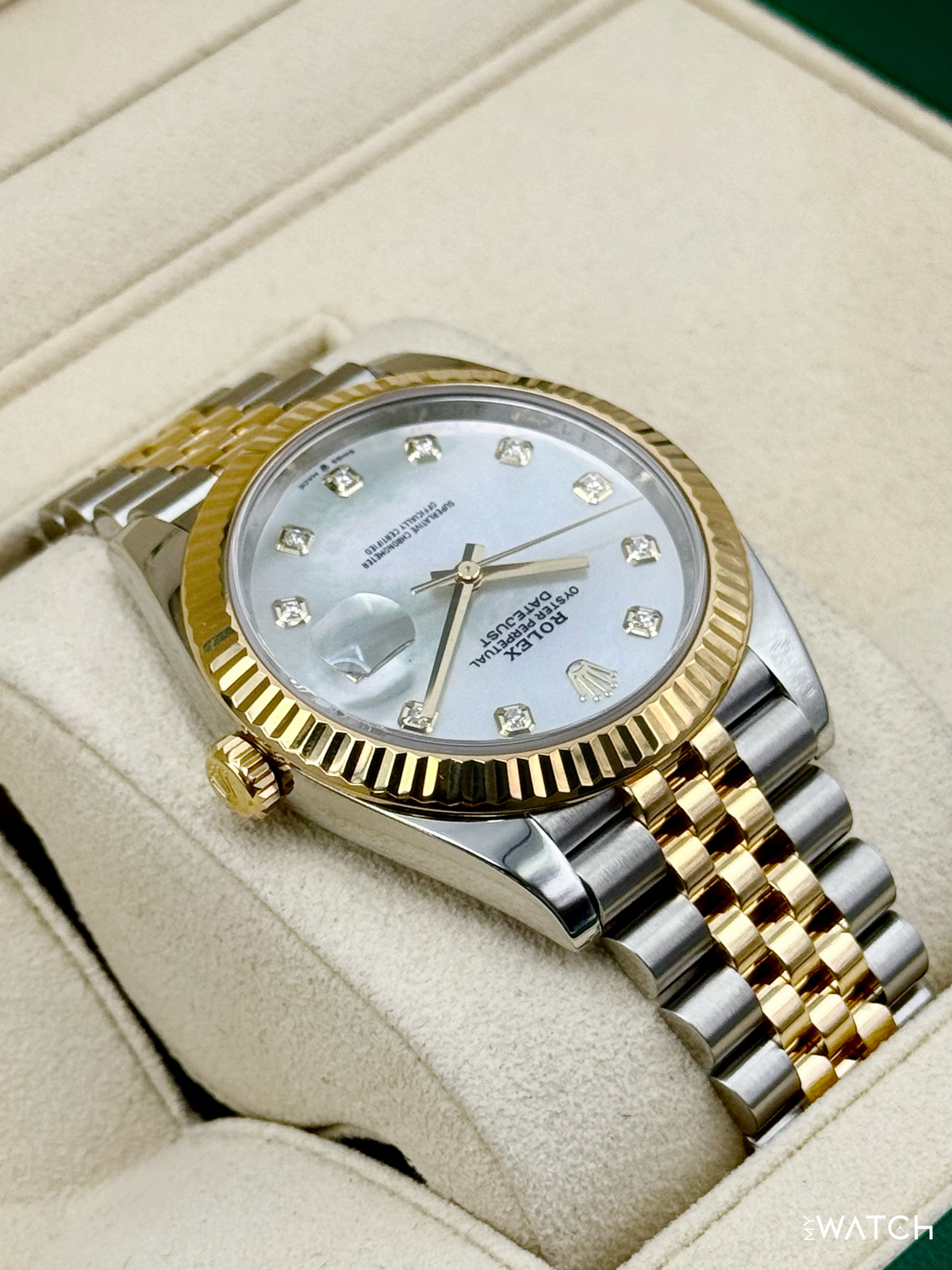 2020 Rolex Datejust 41mm 126333 Two-Tone Jubilee Mother of Pearl Diamond Dial