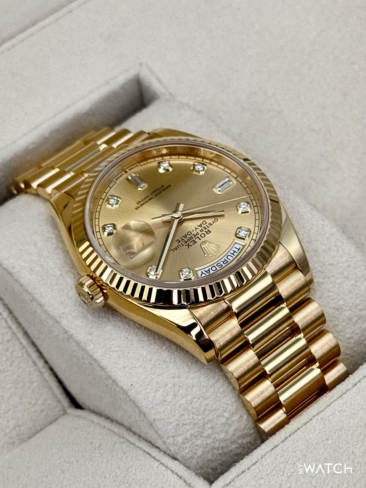2024 Rolex Day-Date 36mm 128238 Presidential Champagne Diamond Dial