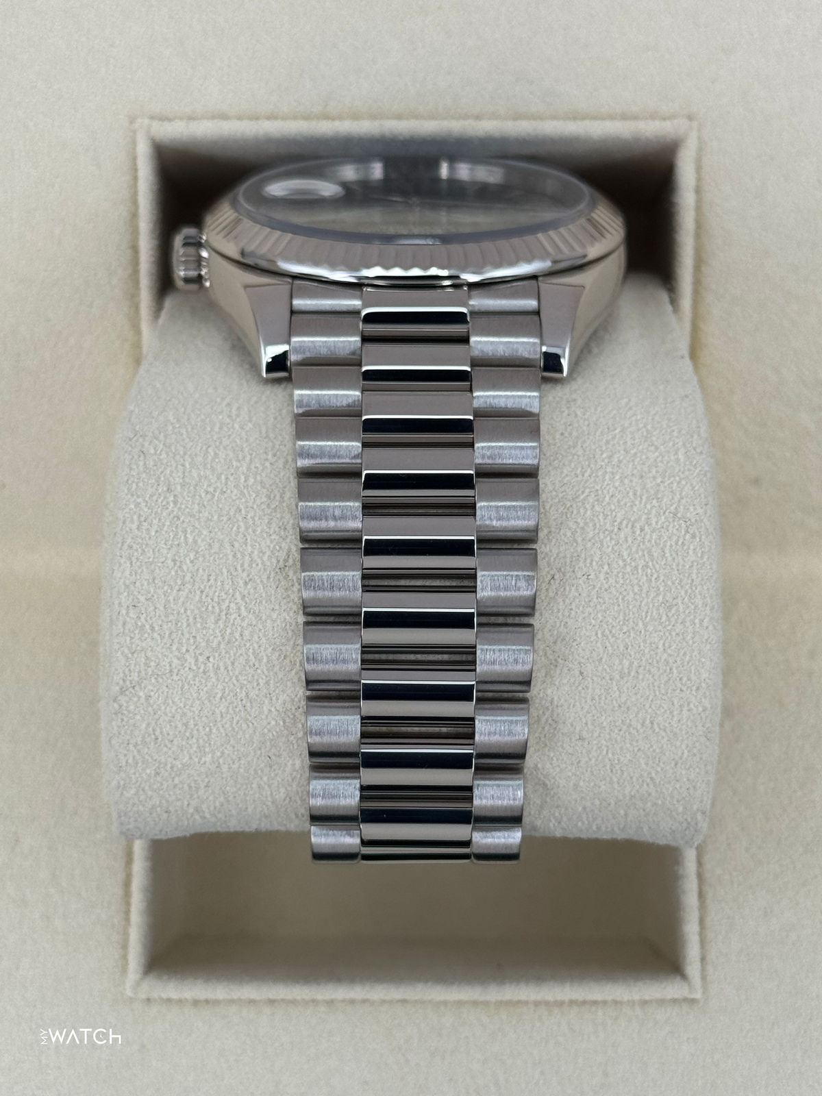 2021 Rolex Day-Date 40mm 228239 White Gold Blue Dial
