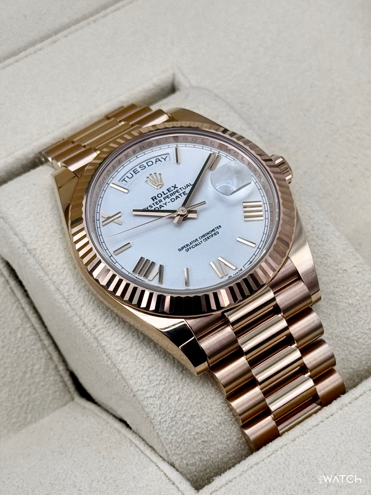 2024 Rolex Day-Date 228235 Presidential Rose Gold White Dial