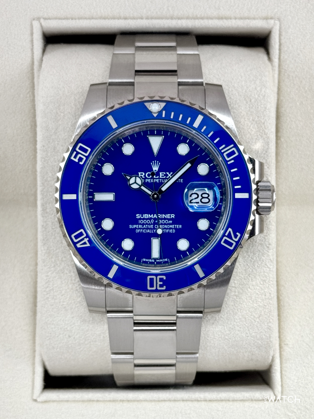 2020 Rolex Submariner "Smurf" 40mm 116619LB White Gold Blue Dial (NFC Card)