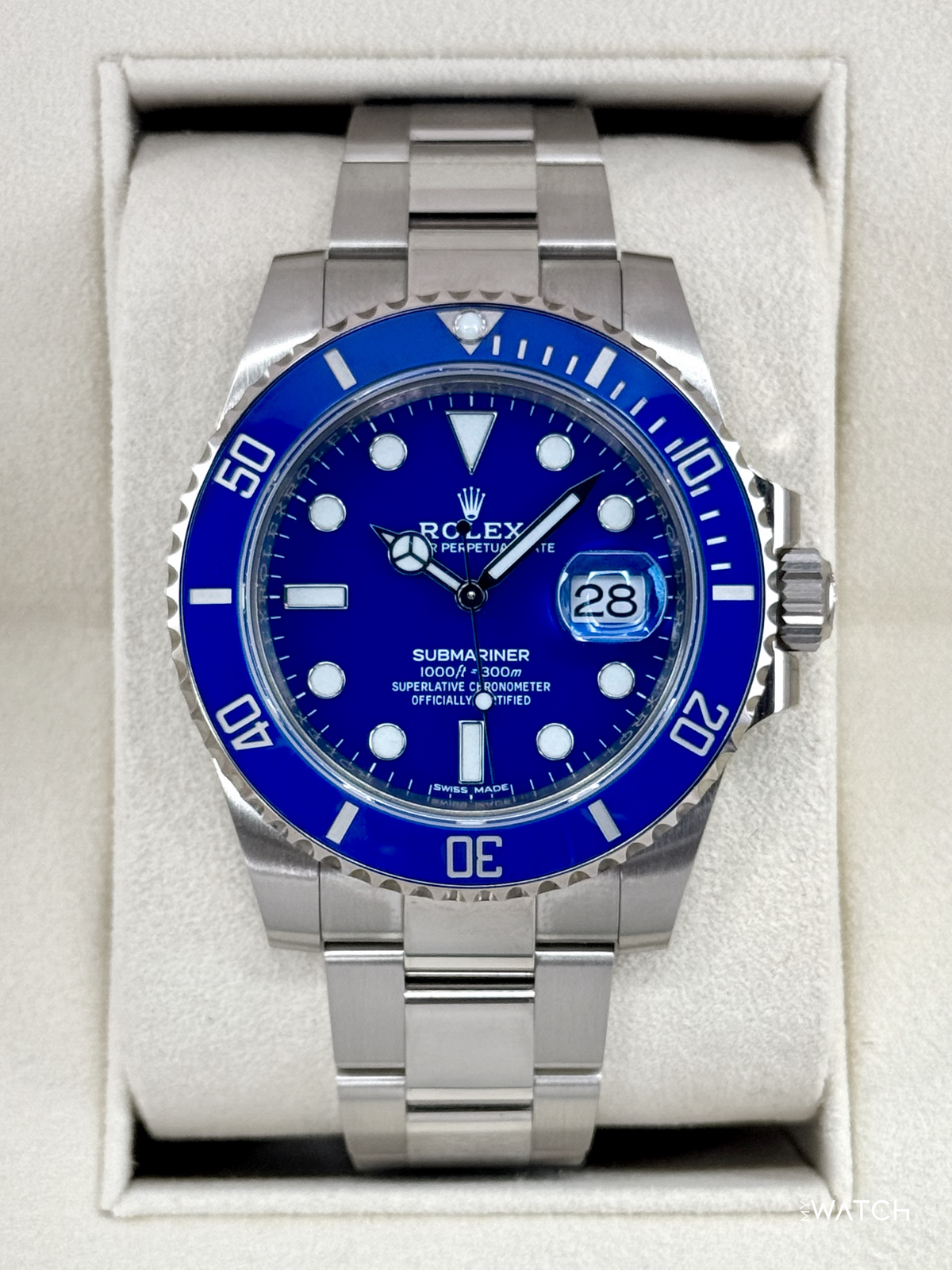 2020 Rolex Submariner "Smurf" 40mm 116619LB White Gold Blue Dial (NFC Card)