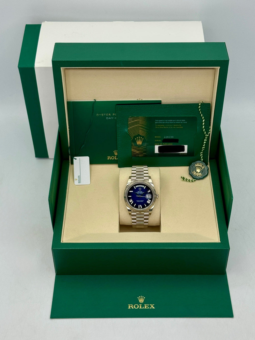 2025 Rolex Day-Date 40mm 228239 Presidential Blue Ombre Dial