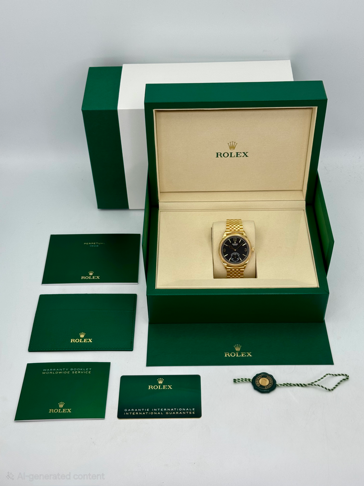 NEW 2026 Rolex 1908 39mm 52508 Yellow Gold Settimo Bracelet Black Dial