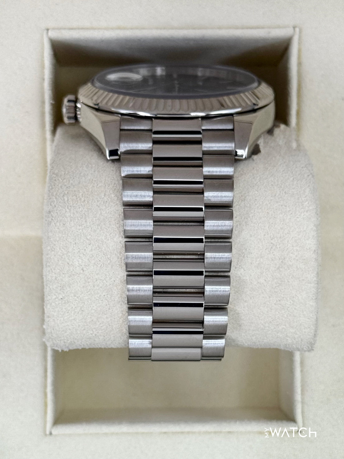 2020 Rolex Day-Date 40mm 228239 White Gold Rhodium Motif Dial