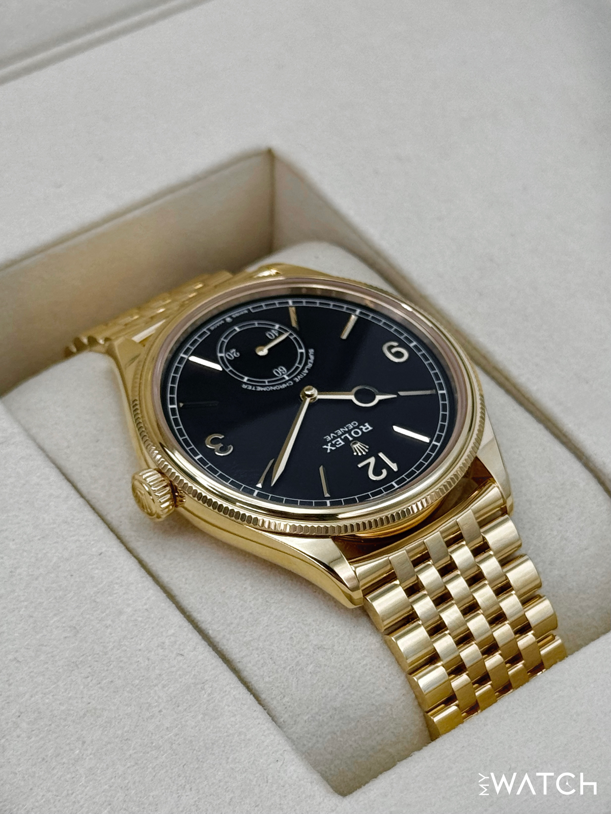 NEW 2026 Rolex 1908 39mm 52508 Yellow Gold Settimo Bracelet Black Dial