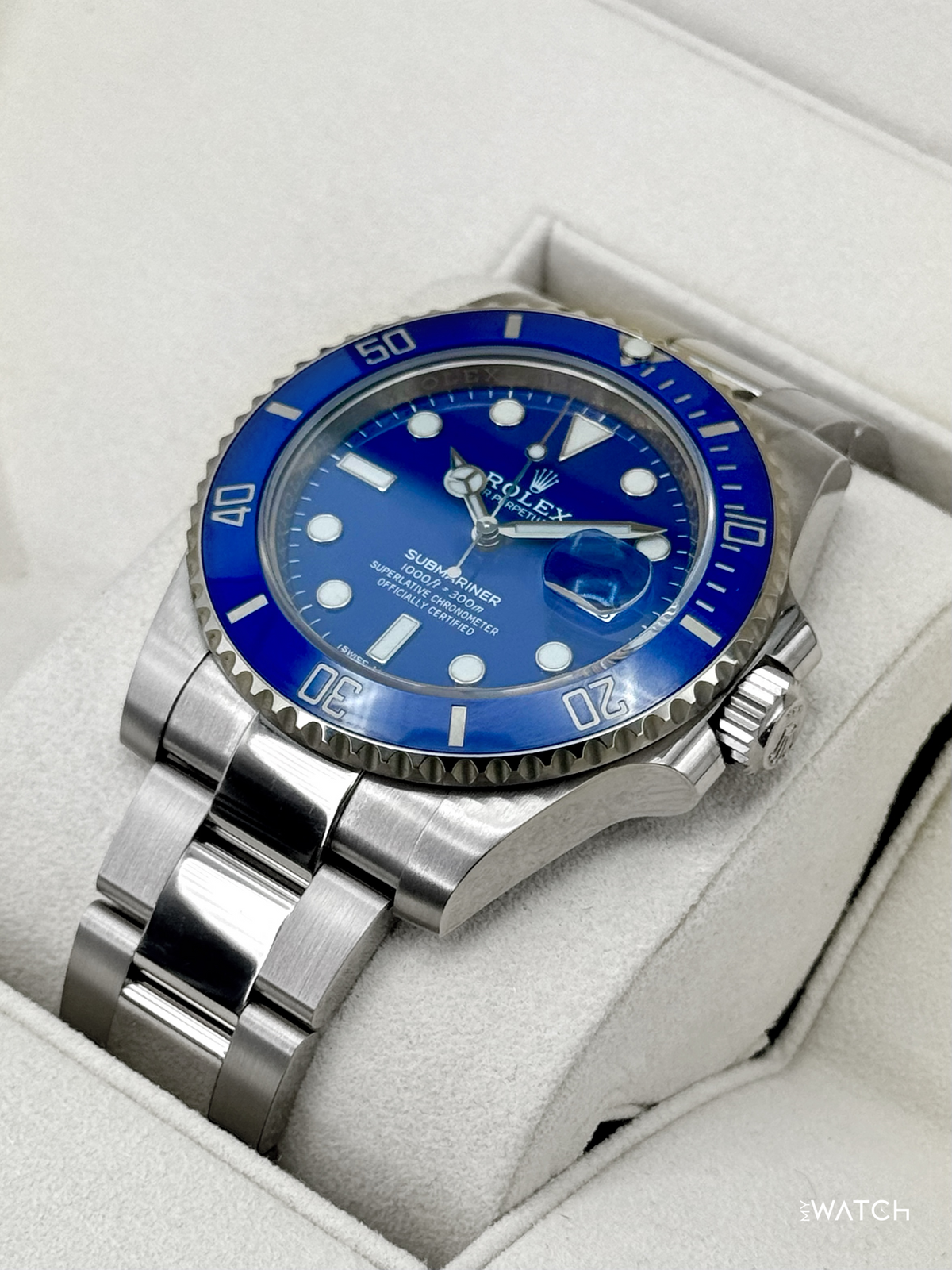 2020 Rolex Submariner "Smurf" 40mm 116619LB White Gold Blue Dial (NFC Card)