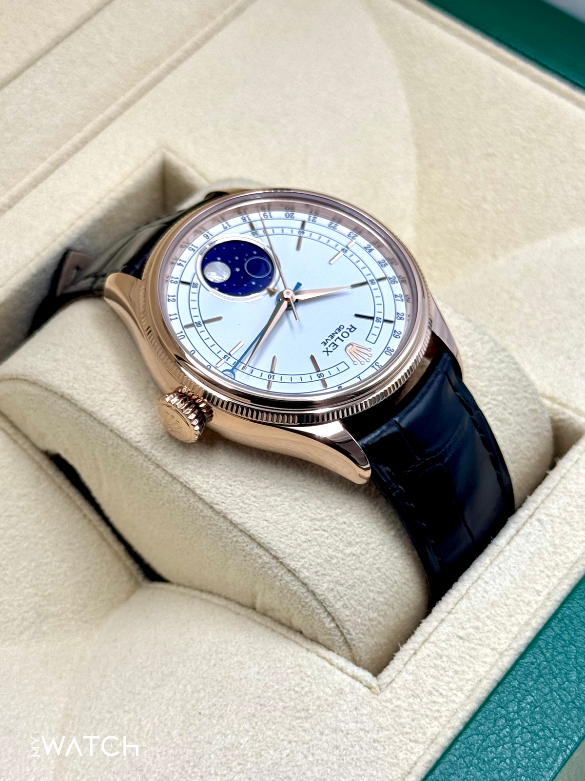2022 Rolex Cellini Moonphase 39mm 50535 Rose Gold White Dial