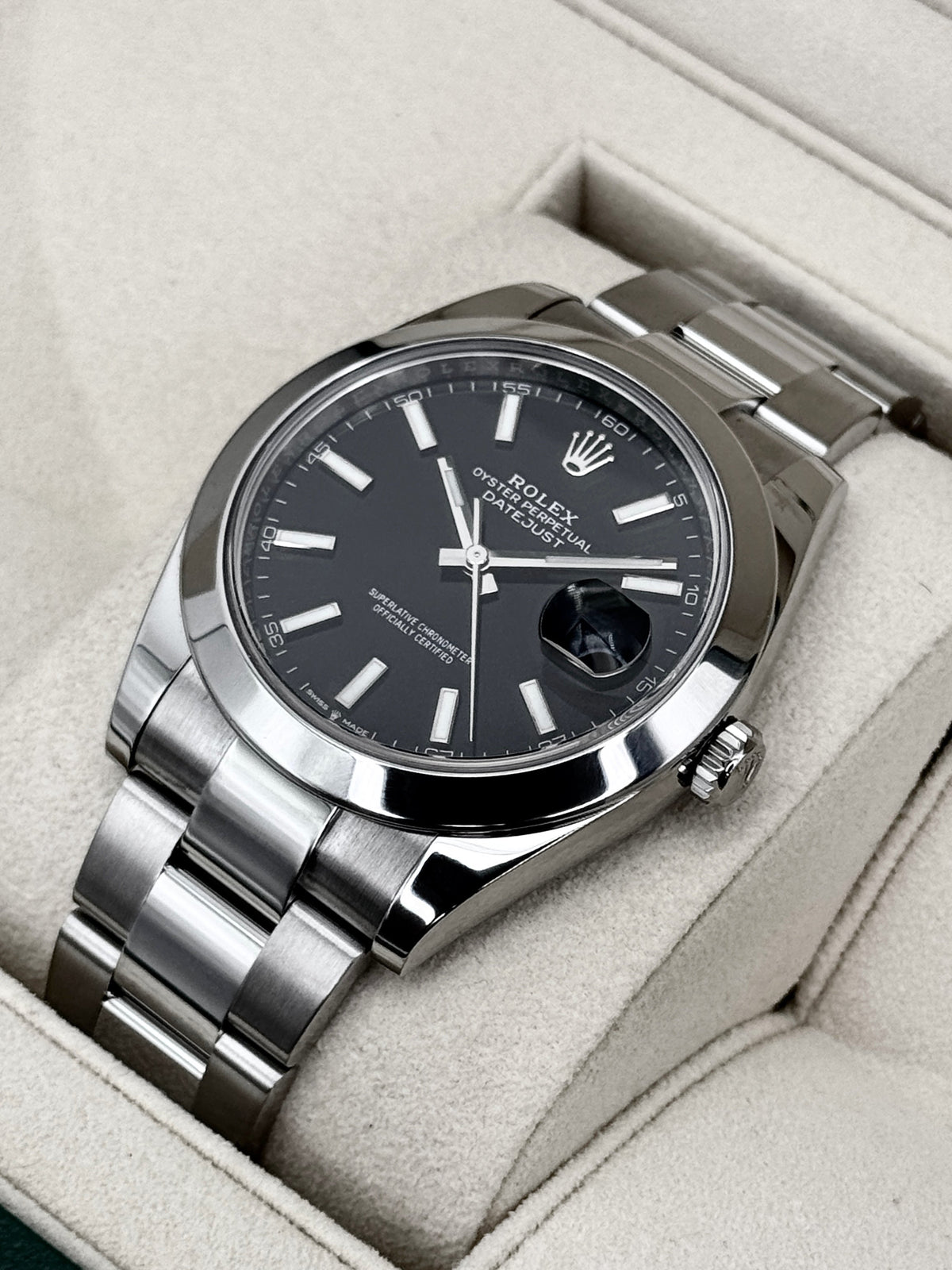 2021 Rolex Datejust 41mm 126300 Stainless Steel Oyster Black Dial