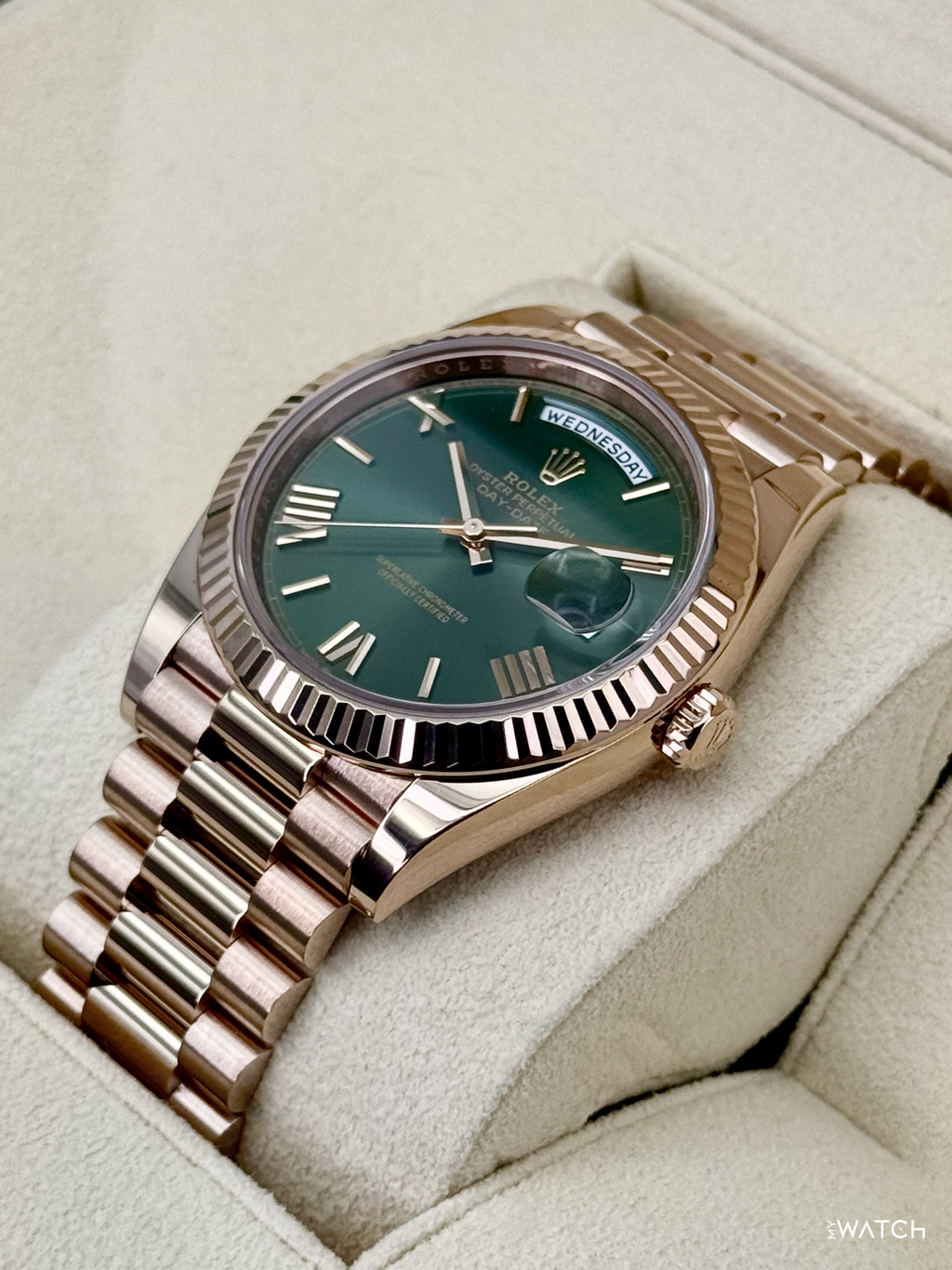 2025 Rolex Day-Date 40mm 228235 Presidential Rose Gold Olive Dial