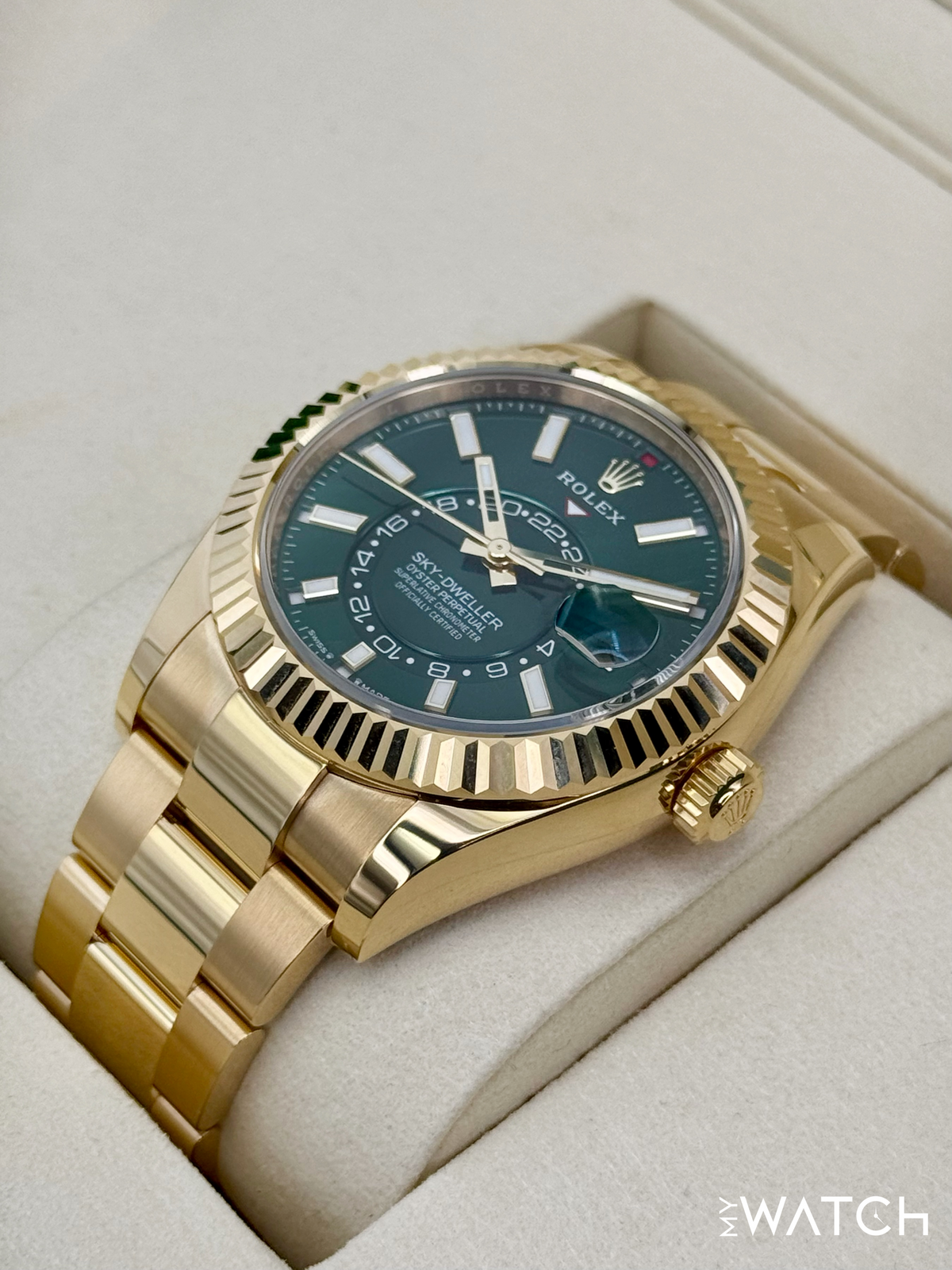NEW 2026 Rolex Sky-Dweller 42mm 336938 Yellow Gold Oyster Green Dial