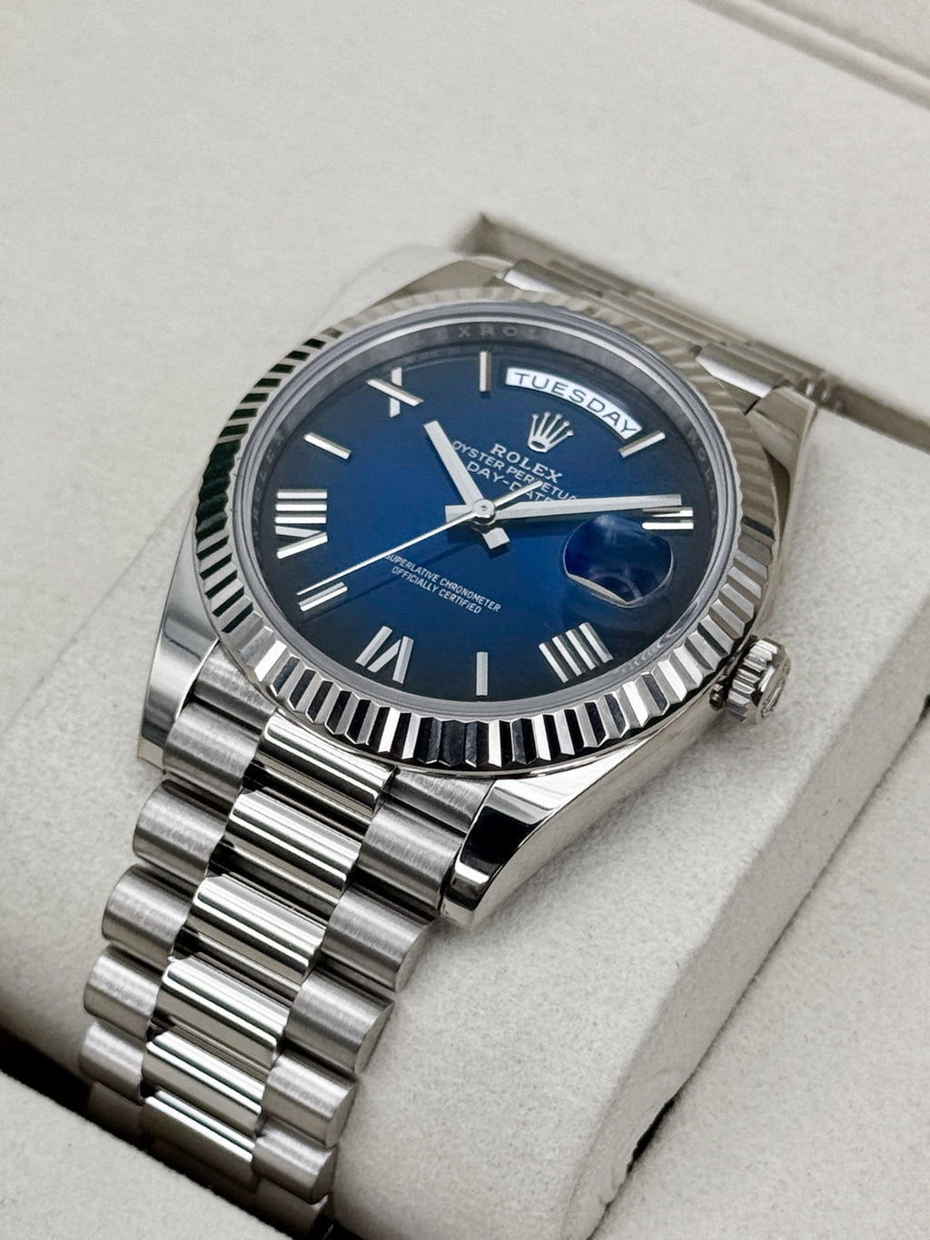 2025 Rolex Day-Date 40mm 228239 Presidential Blue Ombre Dial
