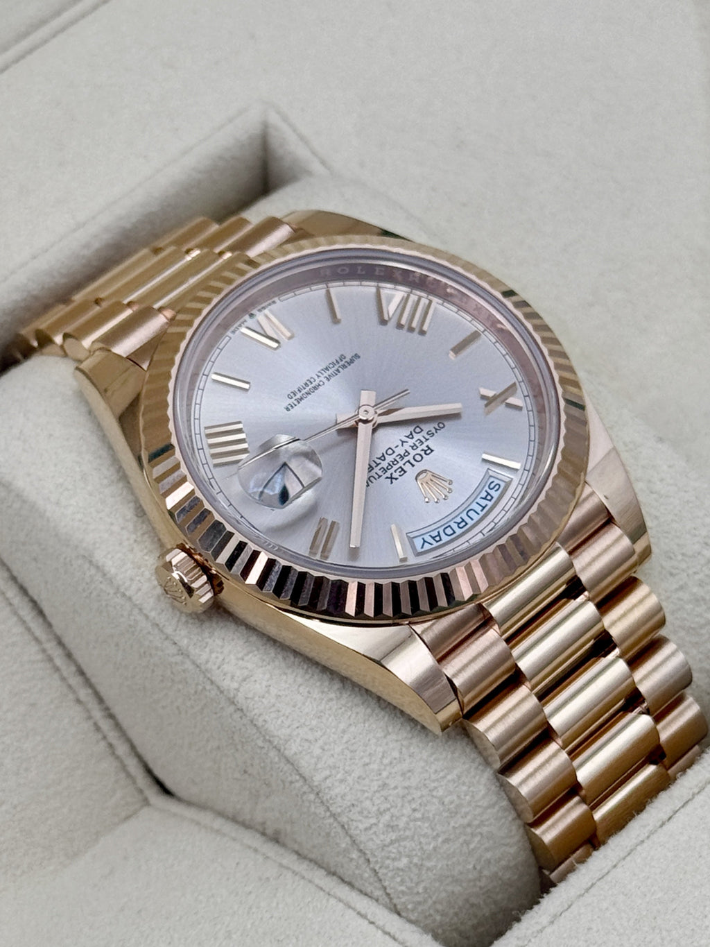 2024 Rolex Day-Date 40mm 228235 Presidential Rose Gold Sundust Dial