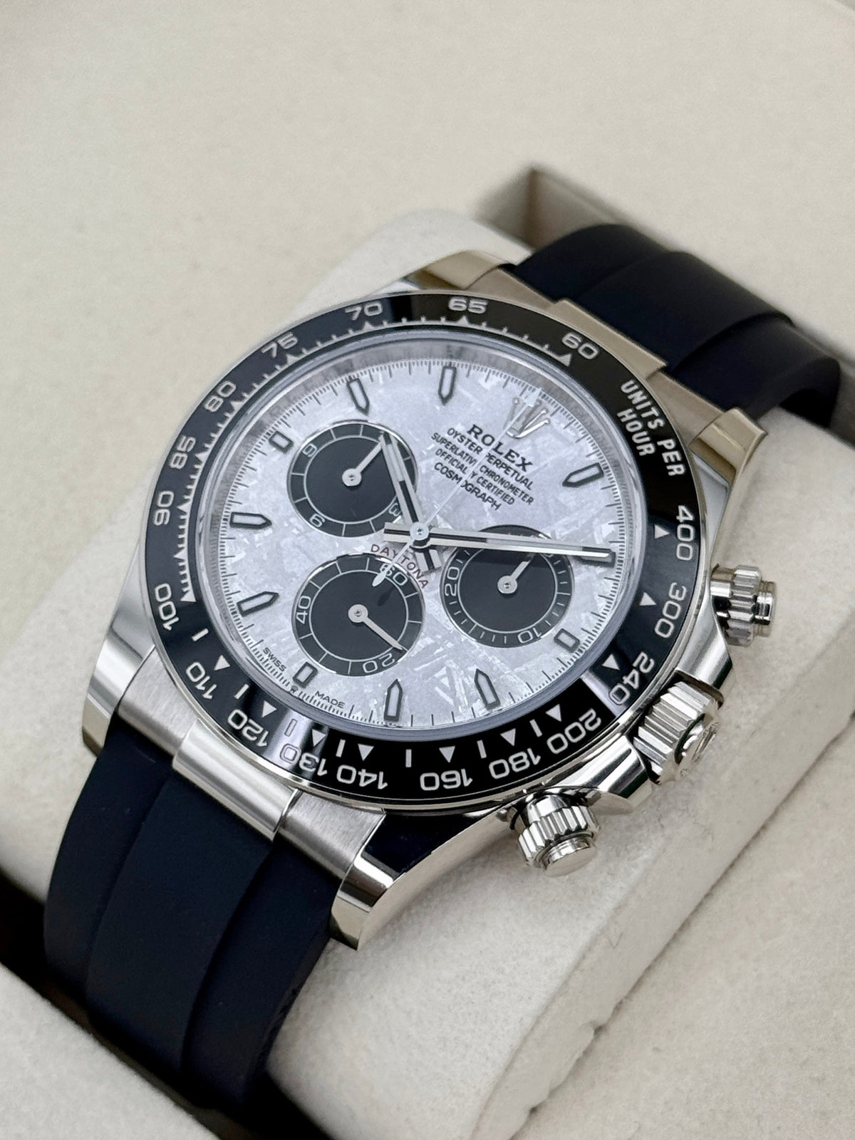 NEW 2026 Rolex Daytona 40mm 126519LN White Gold Oysterflex Meteorite Dial (NEW STYLE CARD)