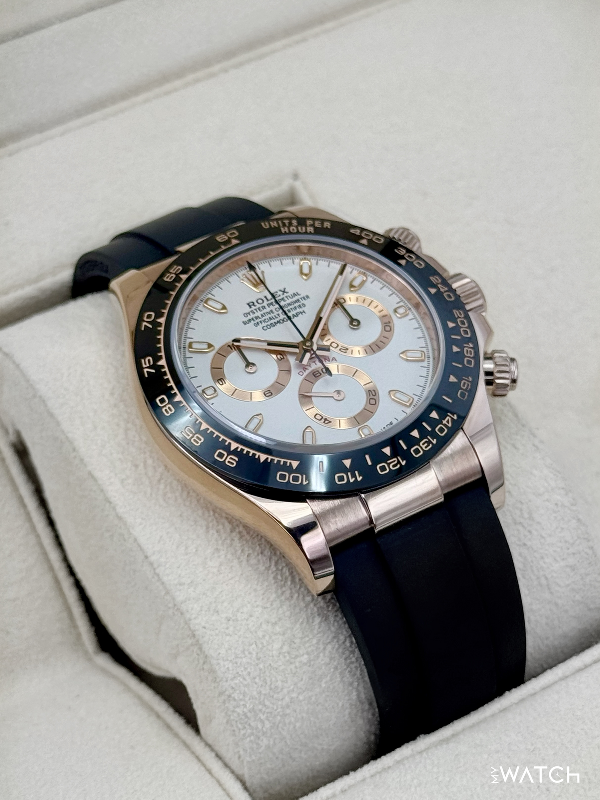 2022 Rolex Daytona 40mm 116515LN Rose Gold Oysterflex White Dial
