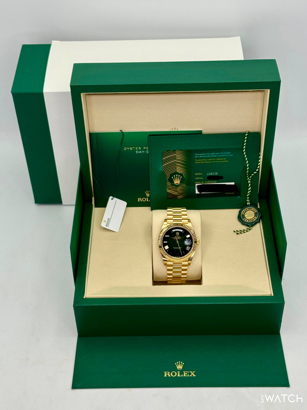 NEW 2026 Rolex Day-Date 40mm 228238 Presidential Green Ombre Dial (STICKERED)