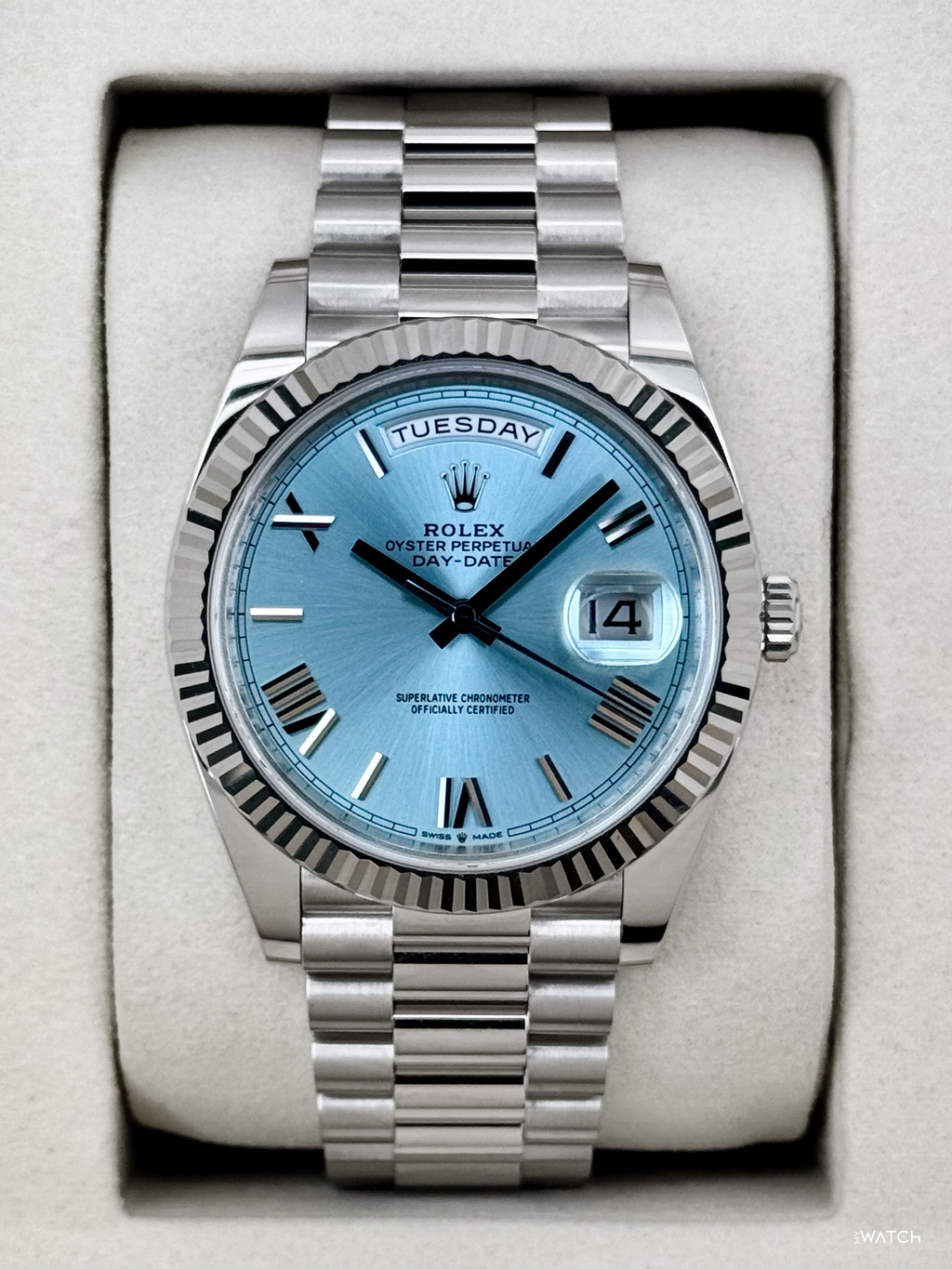 NEW 2026 Rolex Day-Date Platinum 40mm 228236 Ice Blue Roman Dial