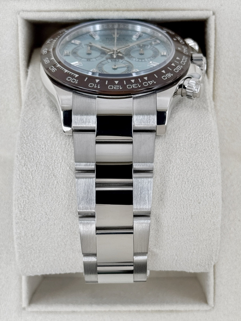 2020 Rolex Daytona 40mm 116506 Platinum Ice Blue Diamond Baguette Dial